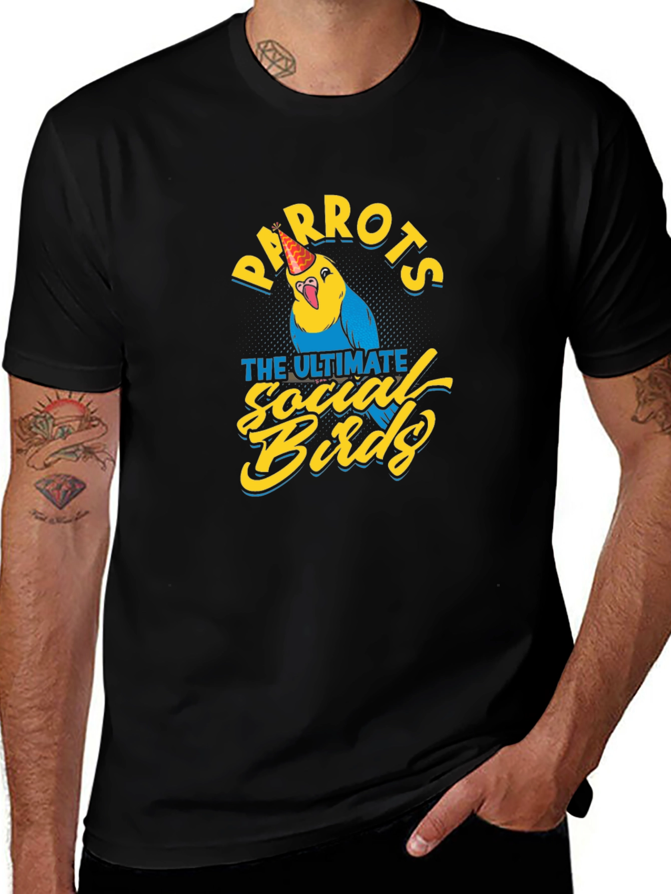 Variant 4 of Parrots Social Birds Graphic Tee - Unisex Black T-Shirt