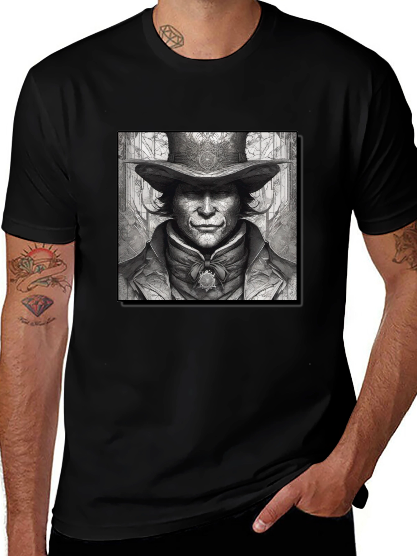 Variant 15 of Victorian Portrait Graphic Tee - Black