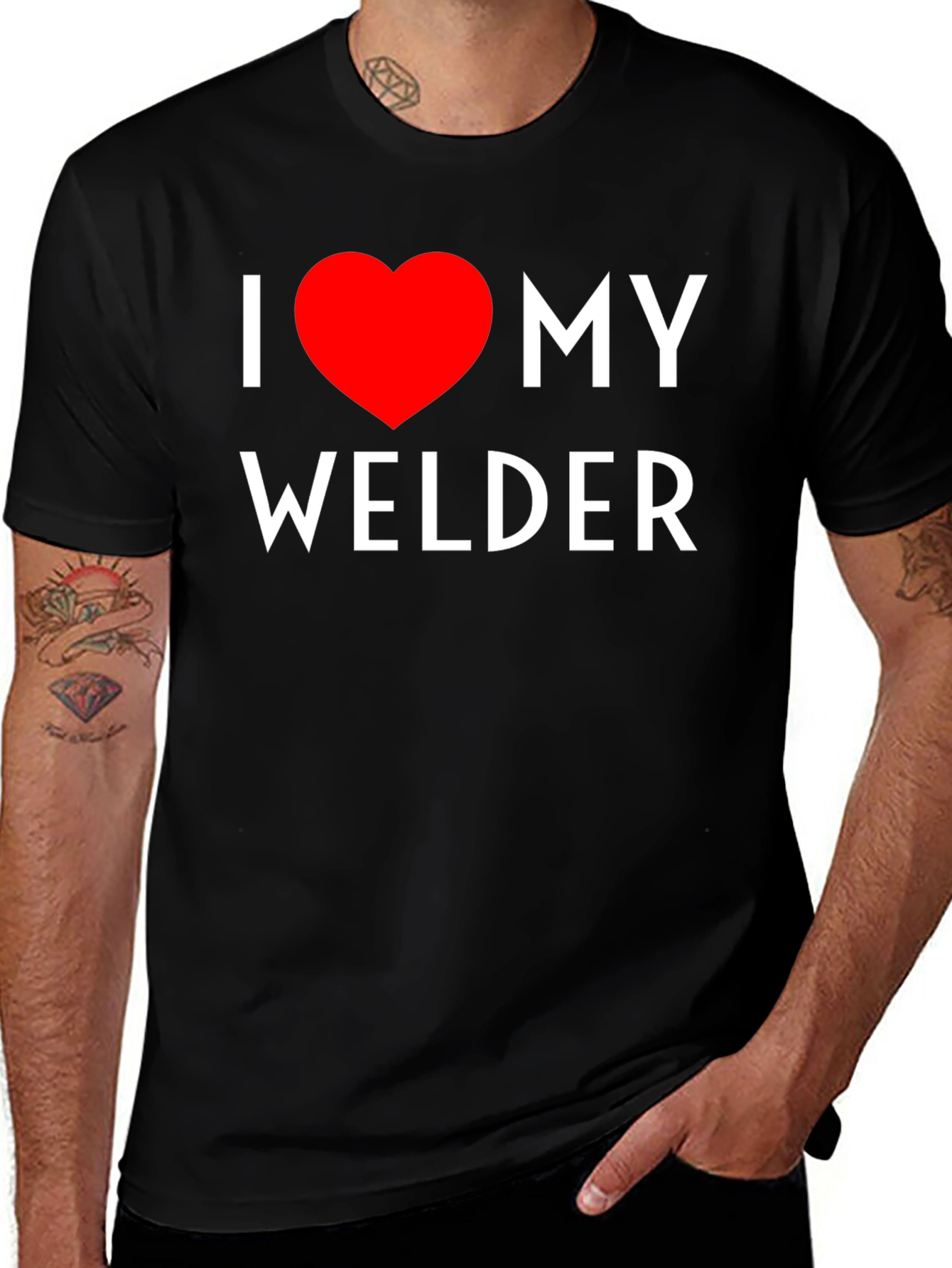 Variant 29 of I Heart My Welder Black Graphic T-Shirt