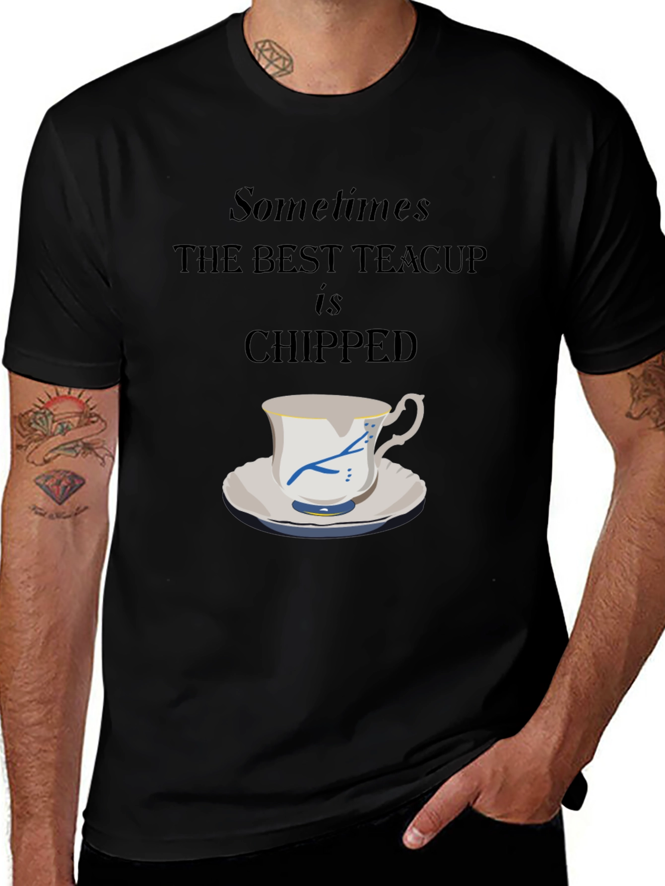 Variant 6 of Chipped Teacup Graphic Tee - Unique Casual Style