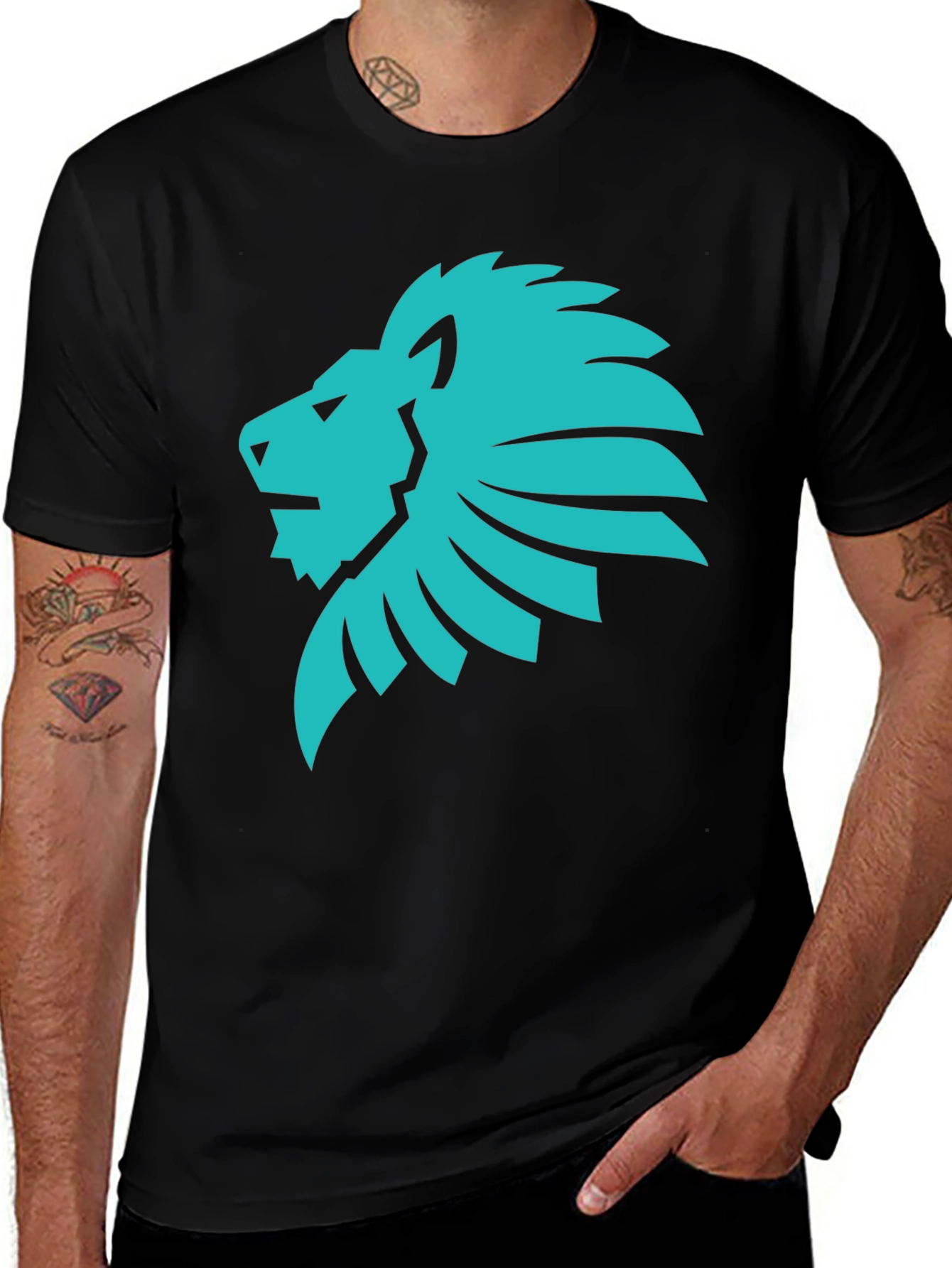 Variant 27 of Lion Graphic Tee - Cool Black T-Shirt