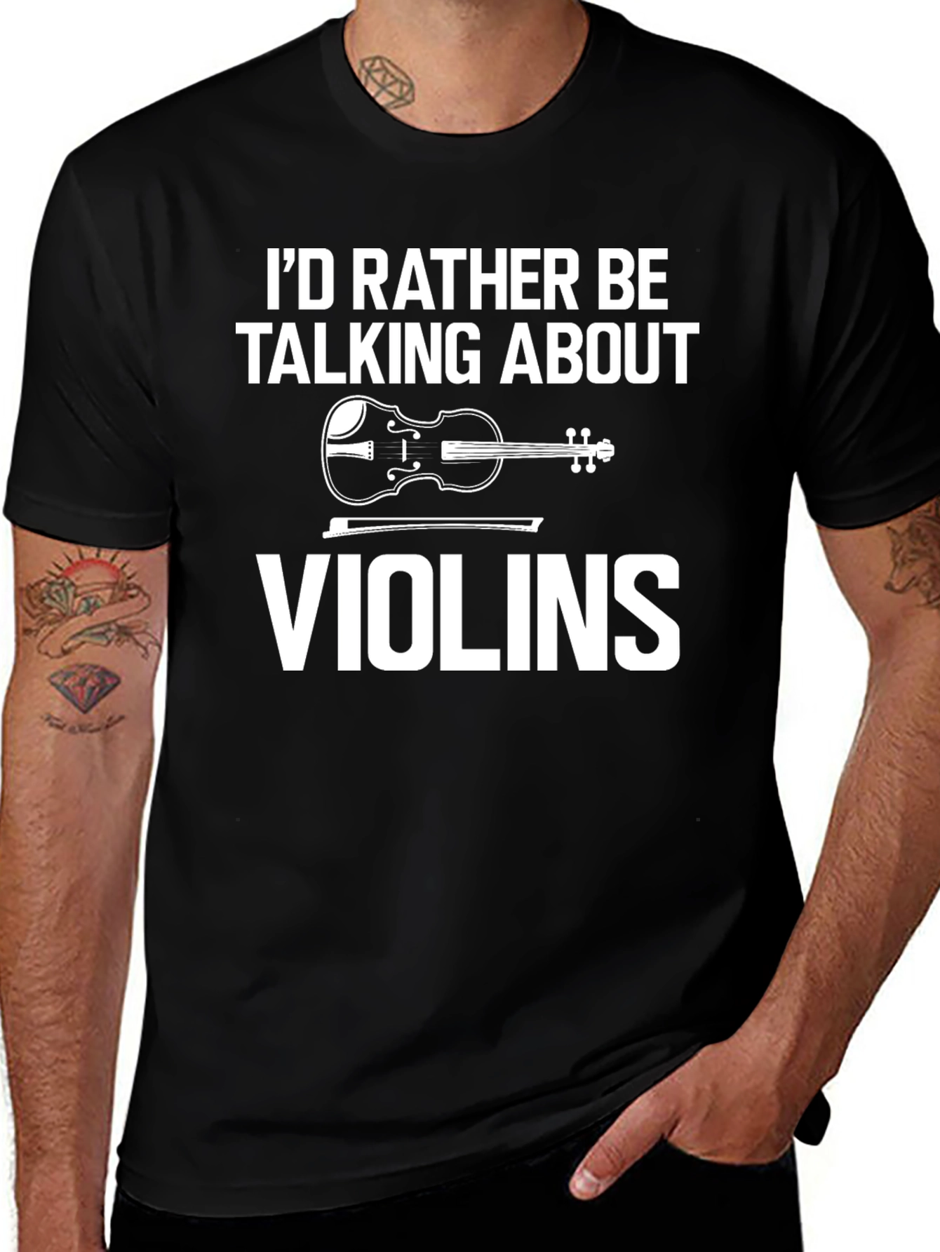 Variant 8 of Violin Lover T-Shirt: I'd Rather Be Talking About Violins Tee