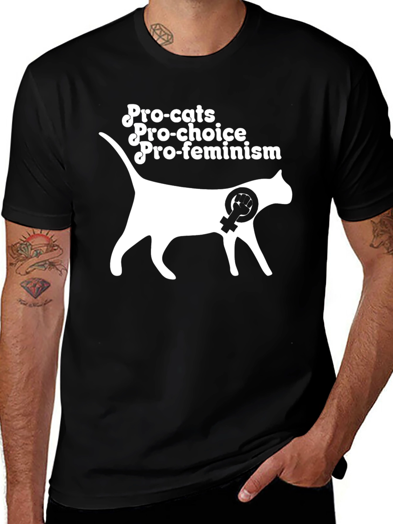 Variant 9 of Pro-Cats, Pro-Choice, Pro-Feminism Graphic T-Shirt