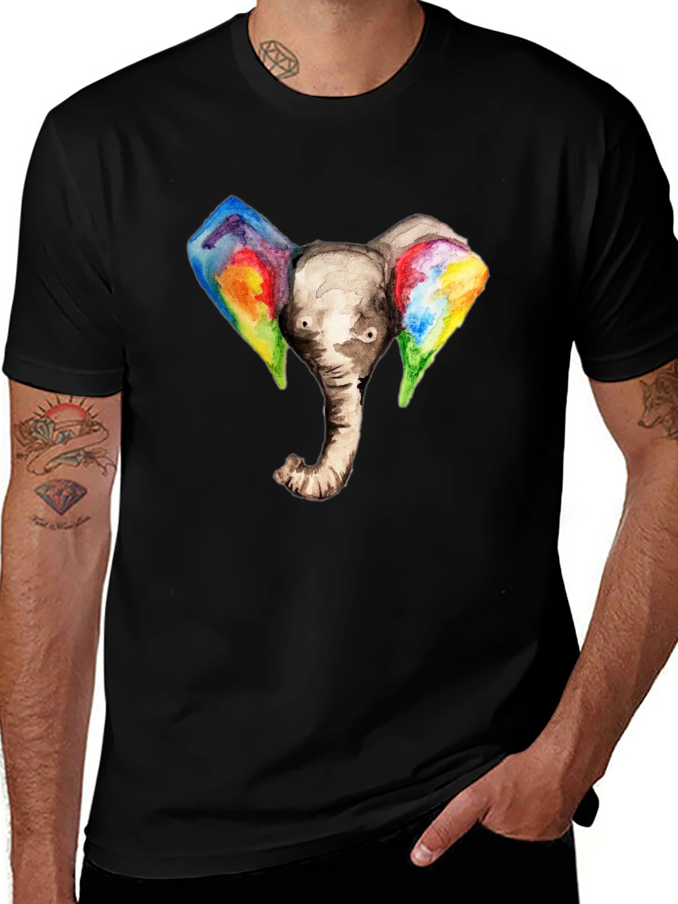 Variant 14 of Elephant Rainbow Ears Graphic T-Shirt