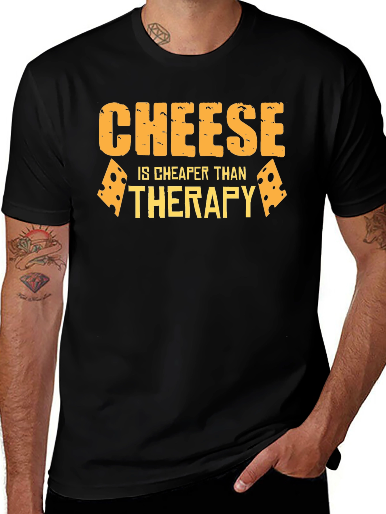 Variant 17 of Cheese is Cheaper Than Therapy Black T-Shirt