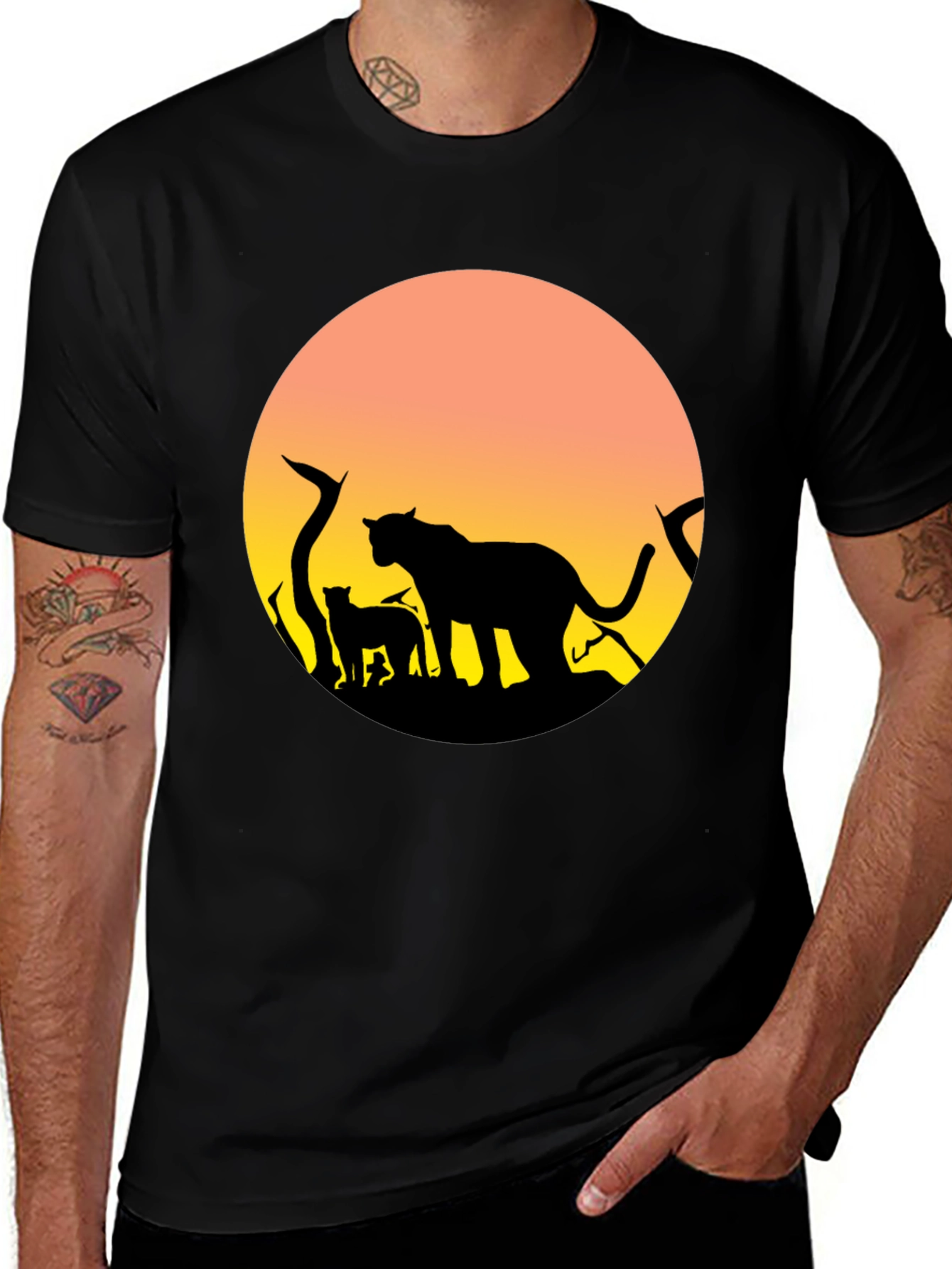 Variant 22 of Lion Silhouette Sunset Graphic T-Shirt