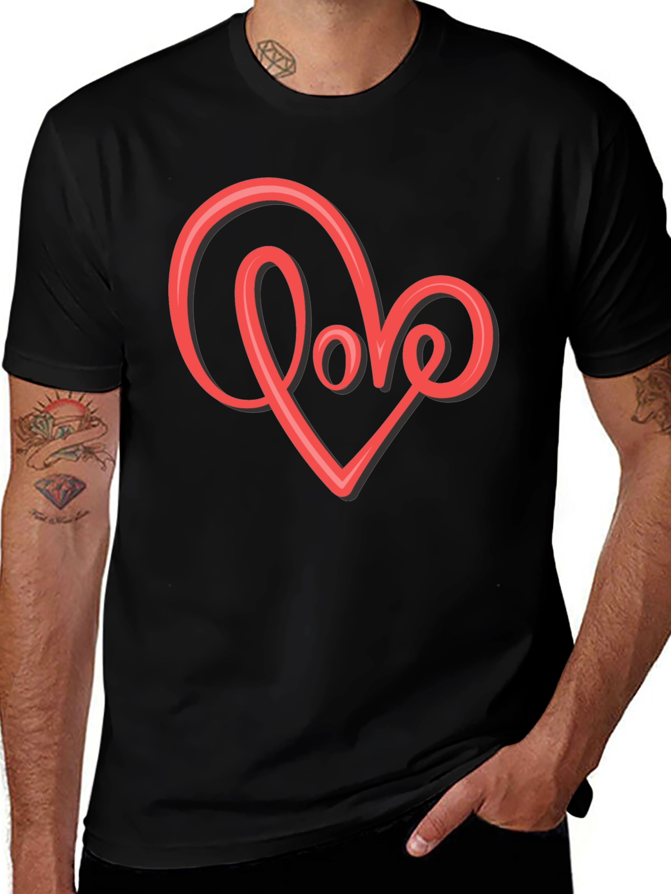 Variant 12 of Love Heart Graphic T-Shirt - Stylish Black Tee