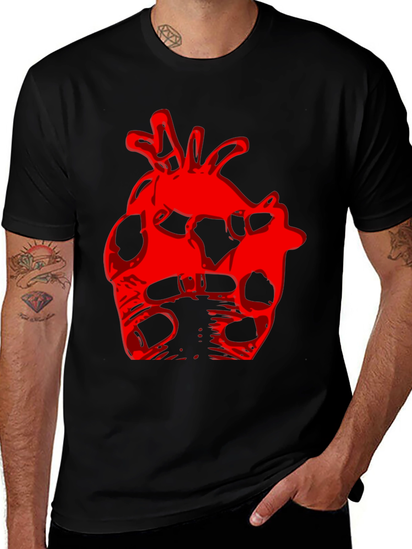 Variant 24 of Abstract Heart Graphic Black T-Shirt