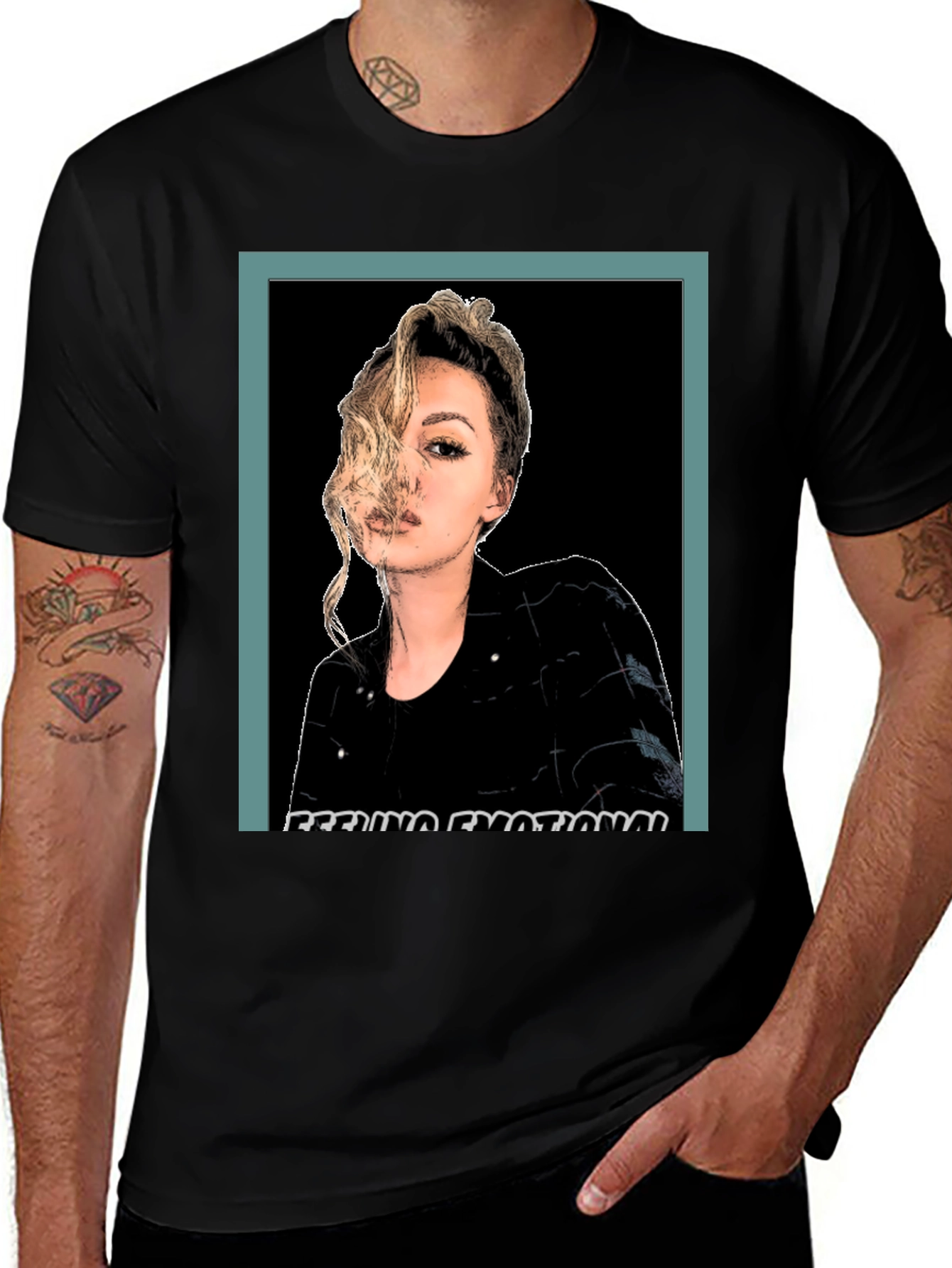 Variant 24 of Emotional Woman Graphic Print Black T-Shirt