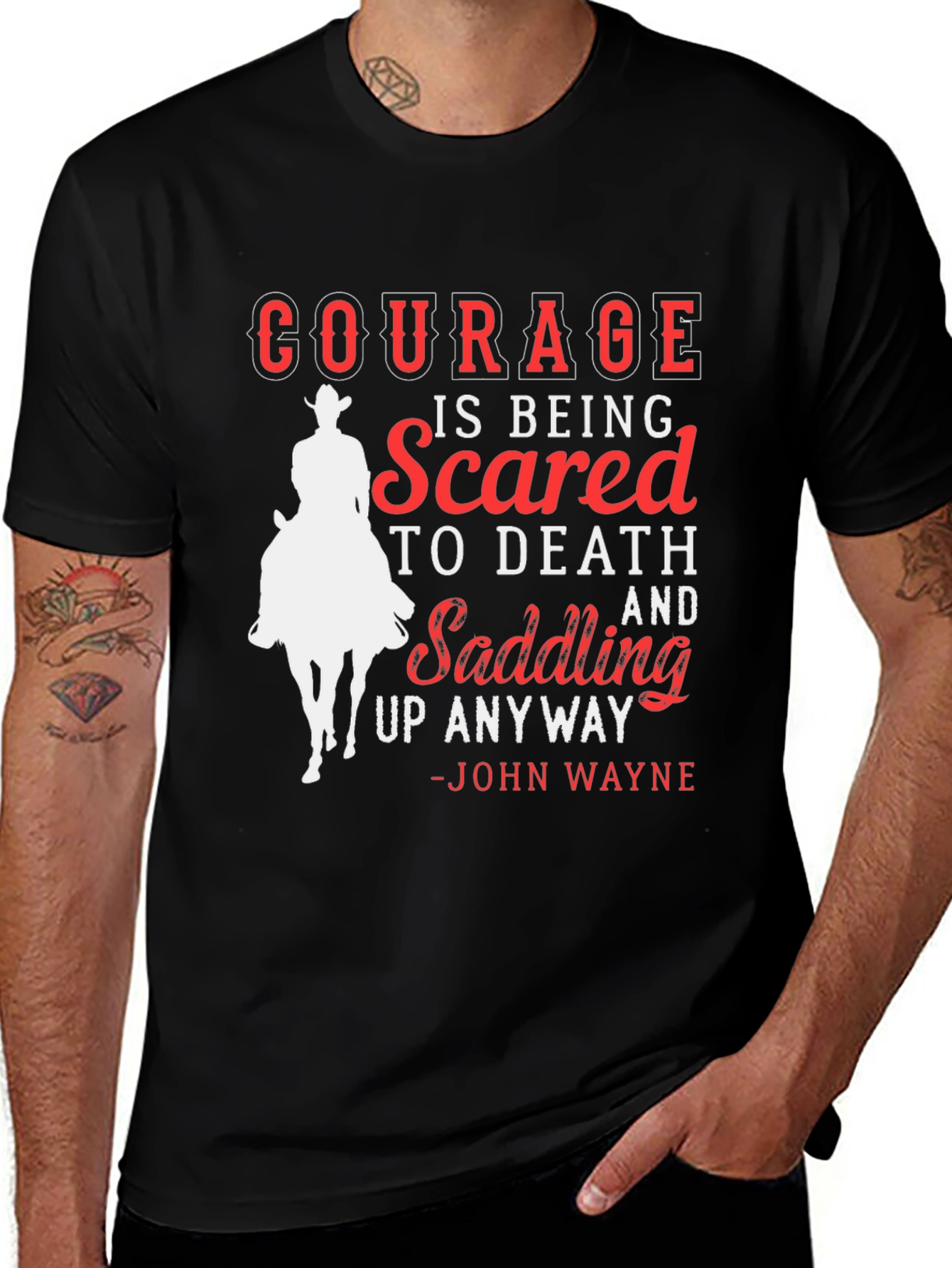 Variant 23 of Courage Cowboy T-Shirt John Wayne Quote Black Tee