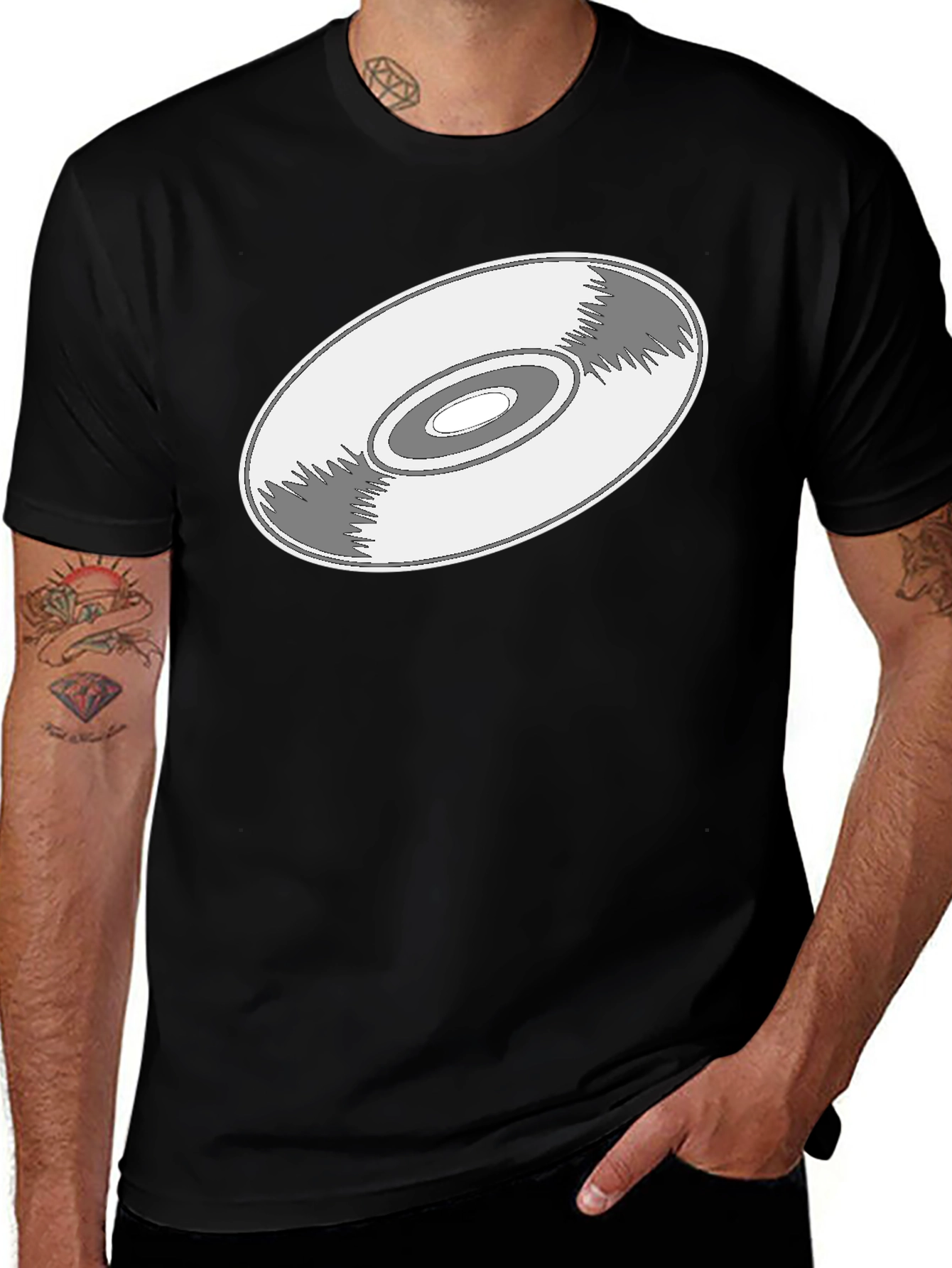 Variant 21 of Retro Vinyl Record Graphic Black T-Shirt