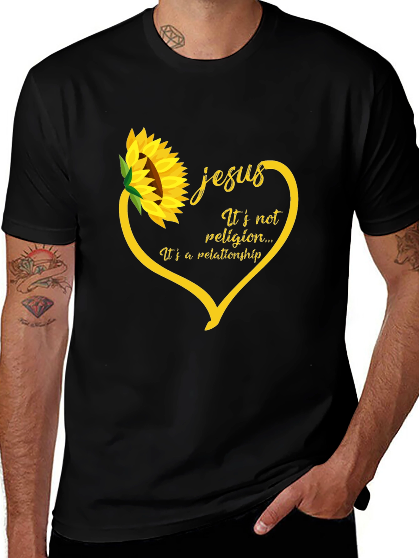 Jesus Sunflower Heart Christian T-Shirt