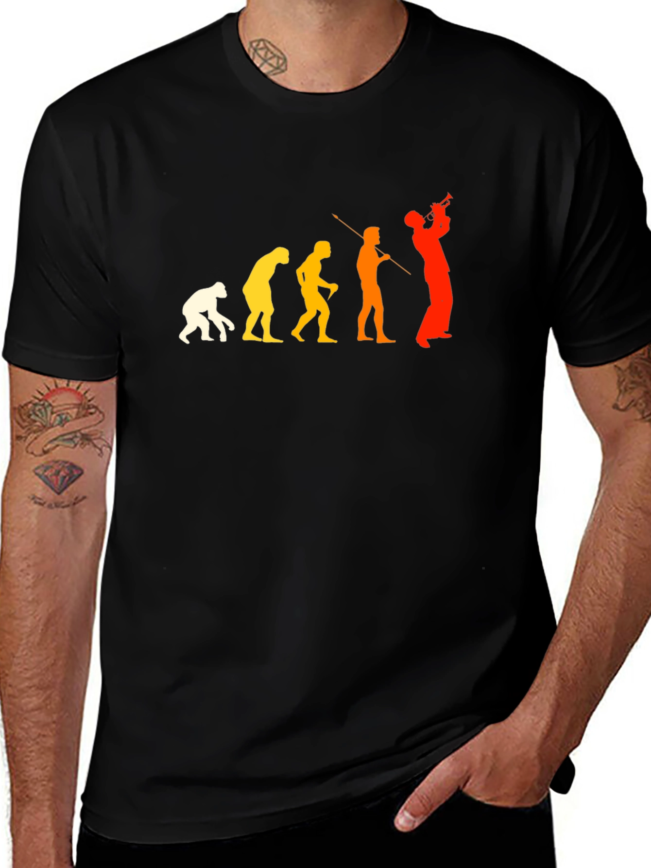 Variant 6 of Evolution of Music T-Shirt - Black Cotton Tee