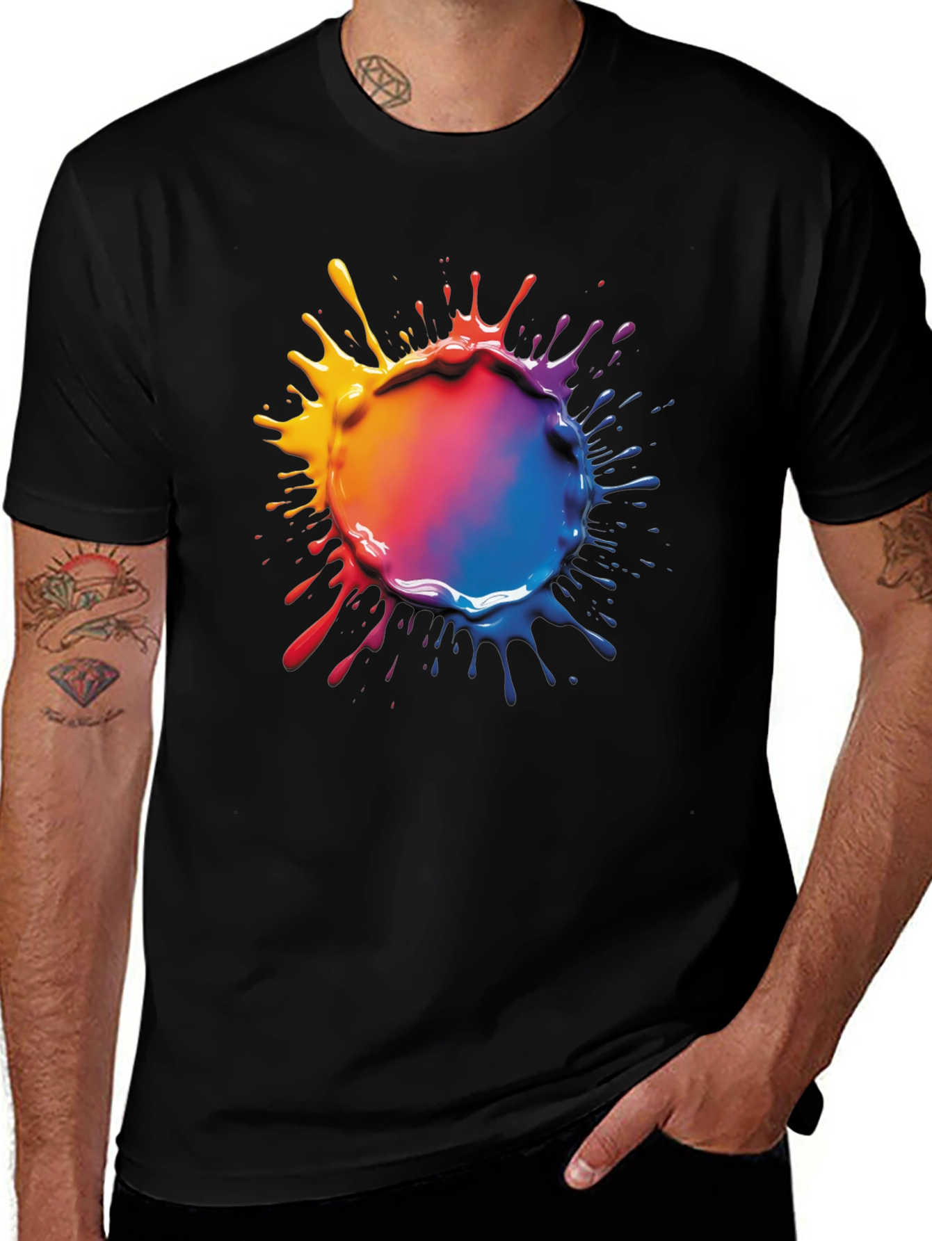 Variant 7 of Colorful Paint Splatter T-Shirt