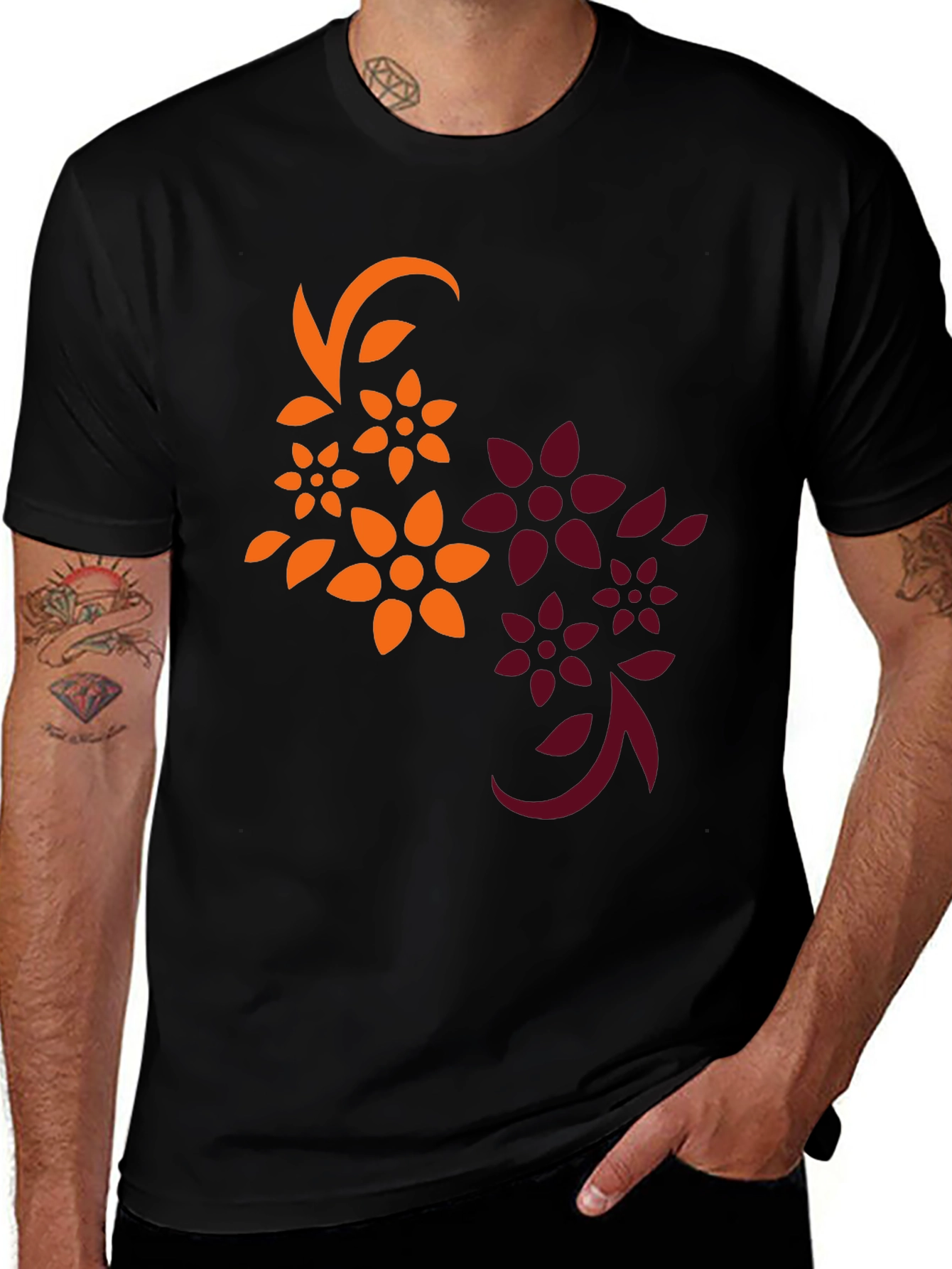 Variant 8 of Floral Graphic Black T-Shirt