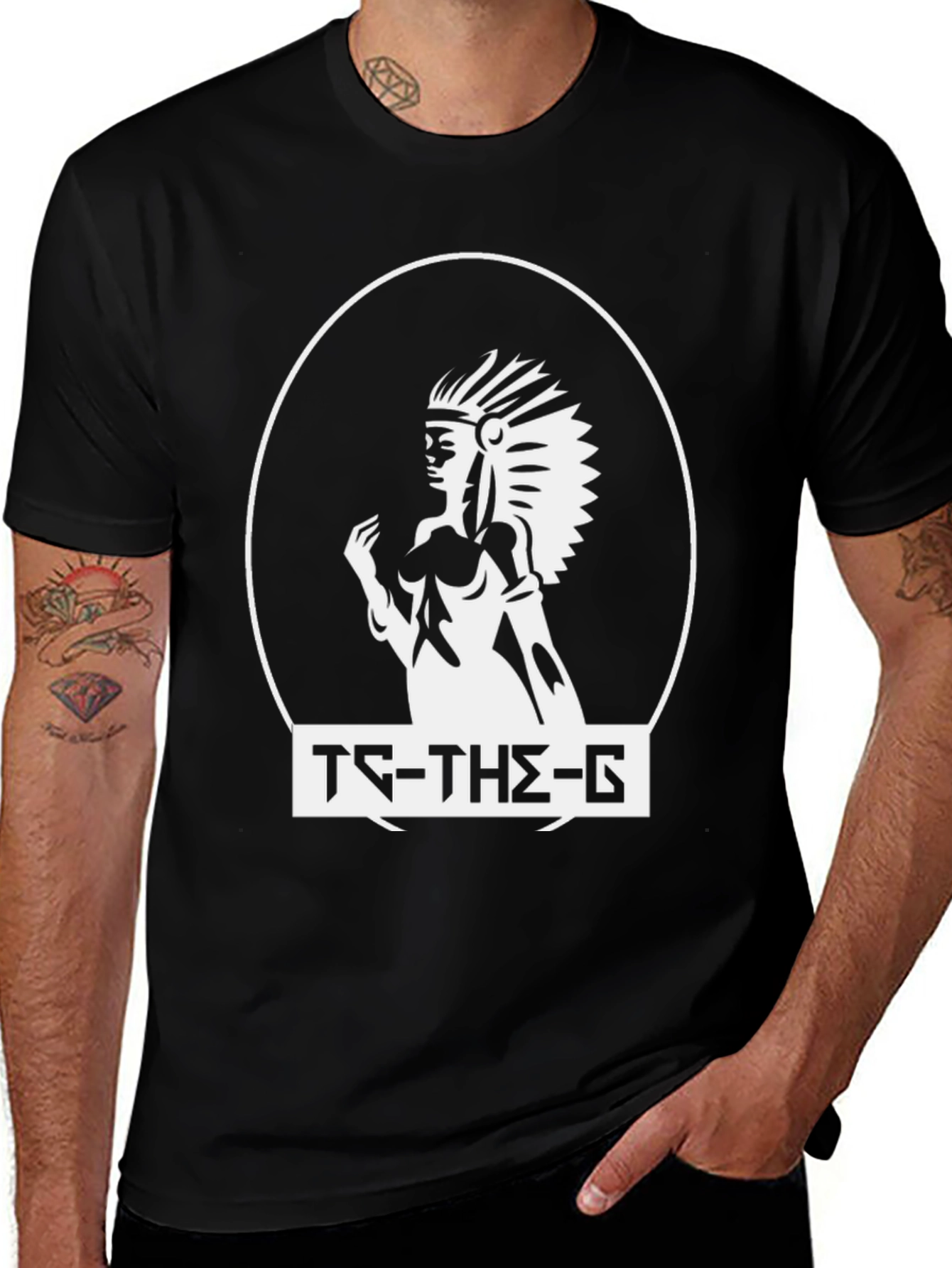 Variant 15 of Black T-Shirt with Indian Headdress Graphic