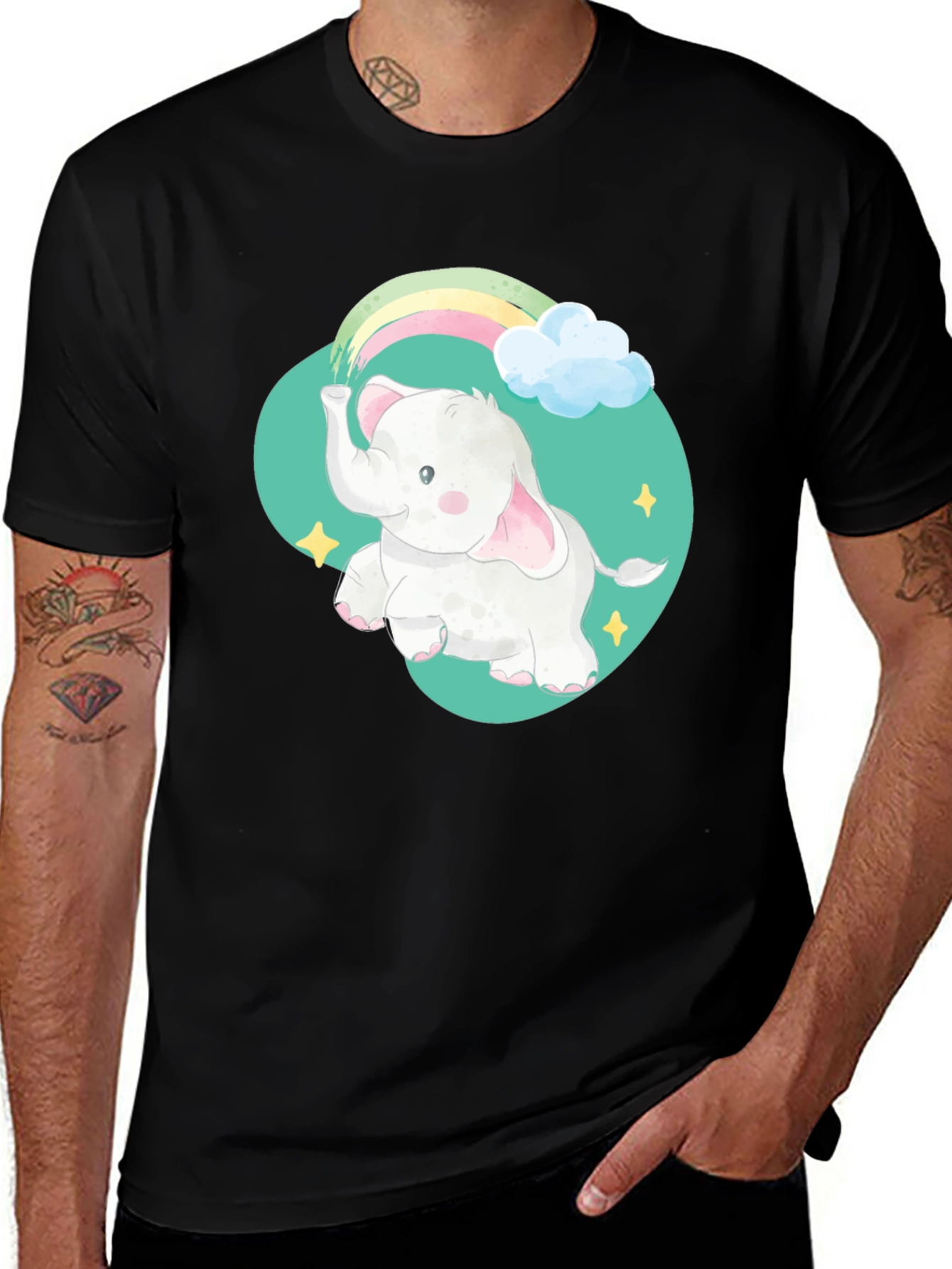Variant 23 of Elephant Rainbow Graphic Tee