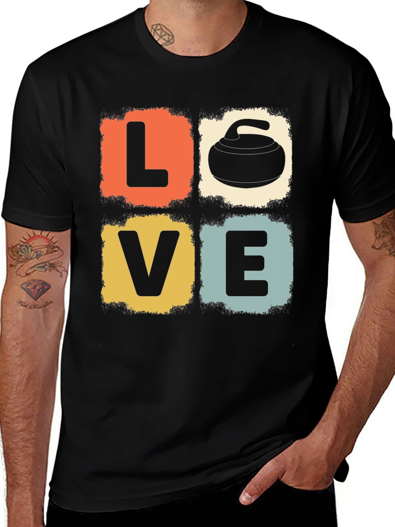 Variant 10 of LOVE Curling Graphic Tee - Retro Design