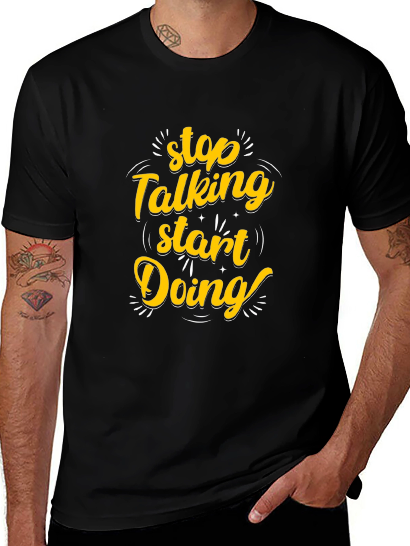 Variant 20 of Stop Talking Start Doing Black Graphic Tee