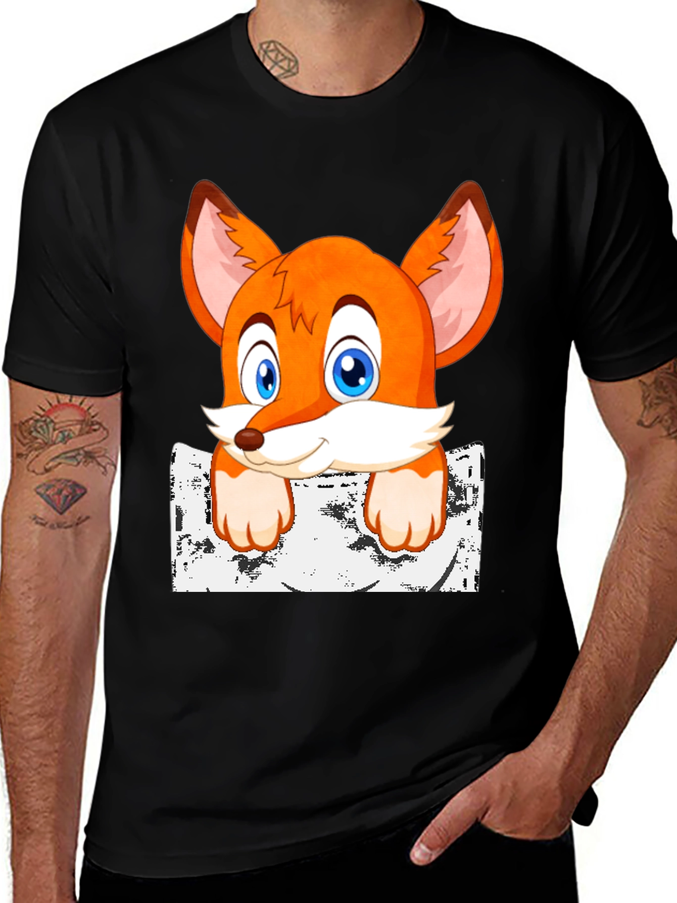 Variant 21 of Cartoon Fox Graphic Print T-Shirt
