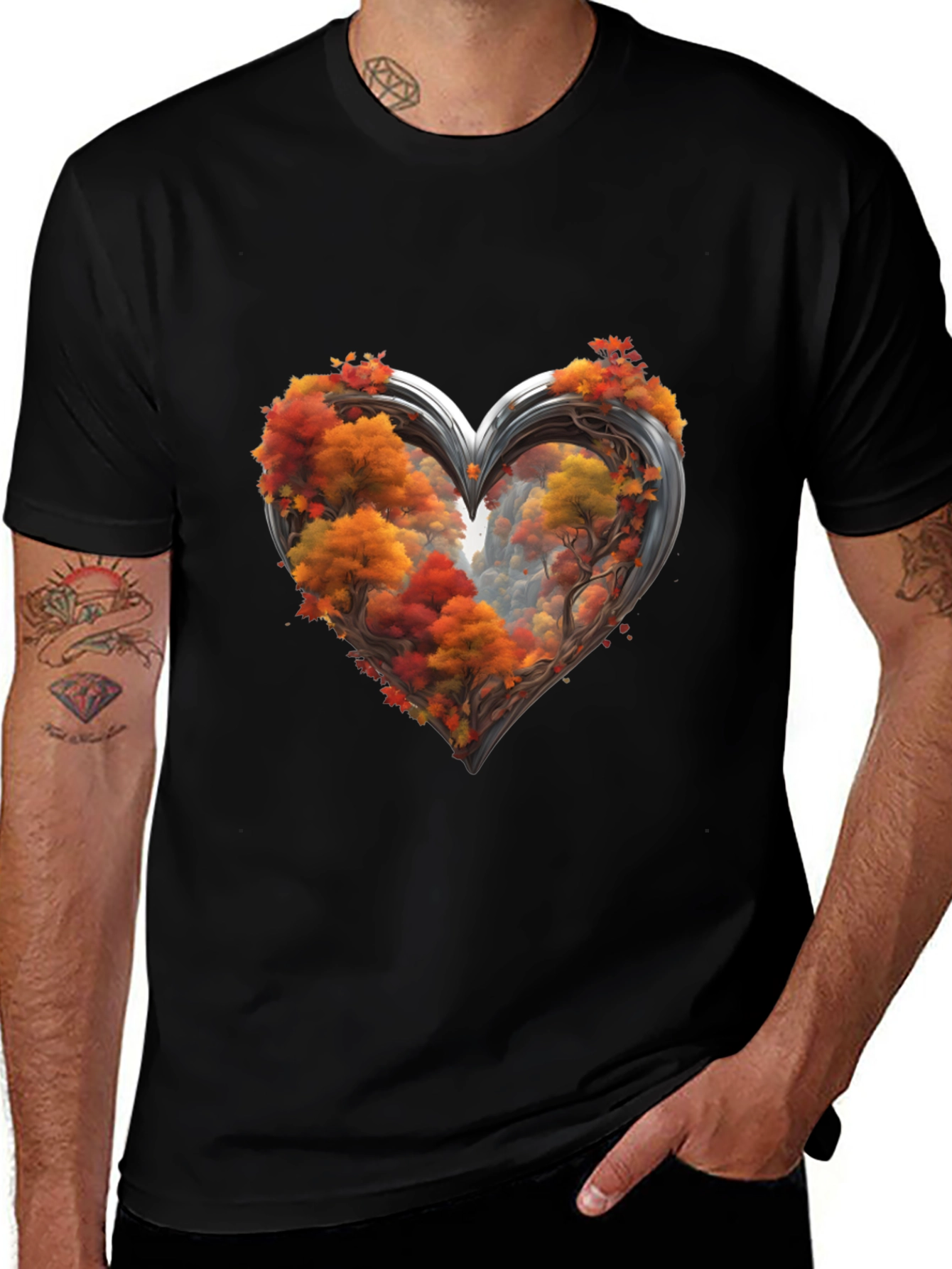 Autumn Heart Tee - Nature Lover's Graphic T-Shirt
