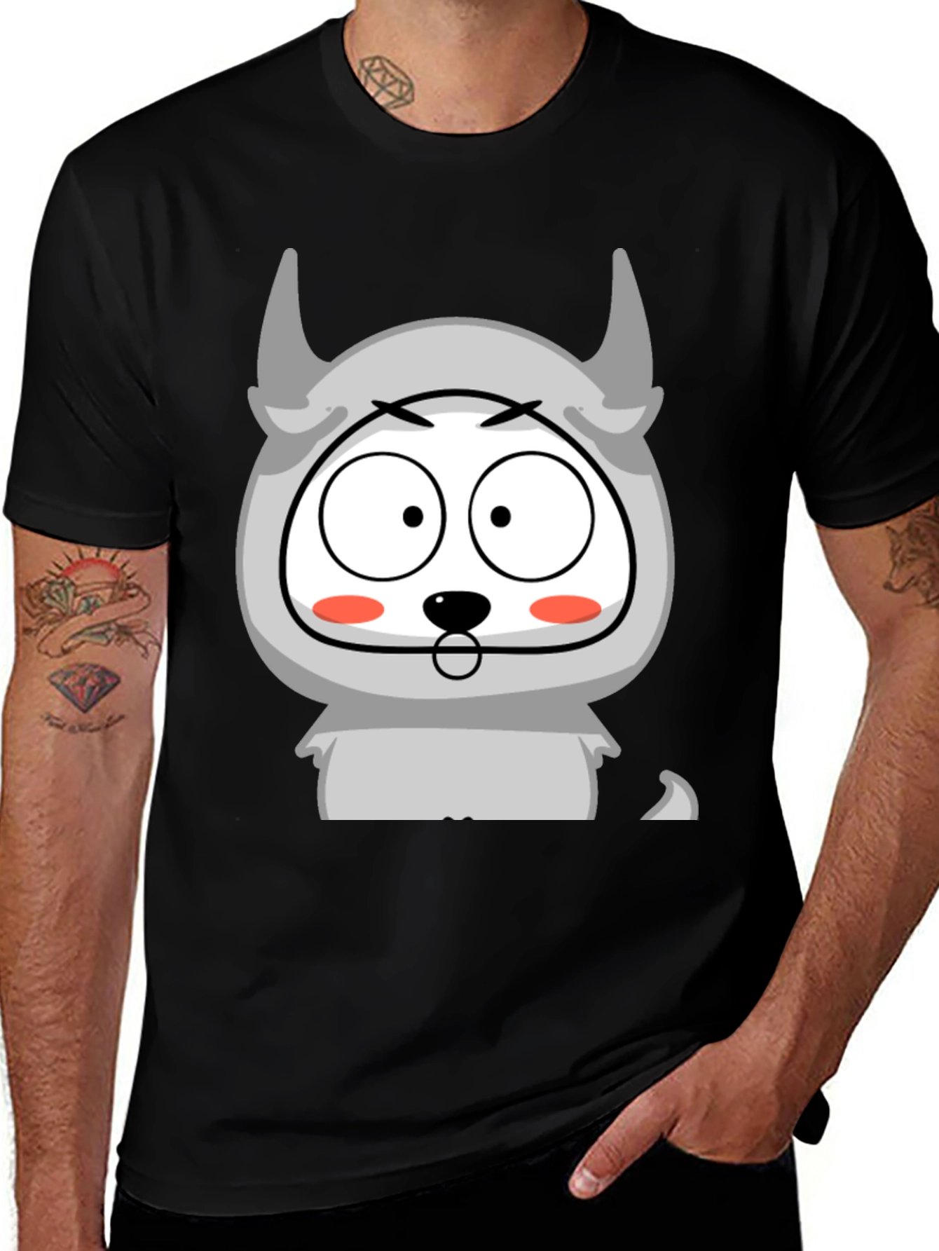 Cartoon Character Graphic Black T-Shirt