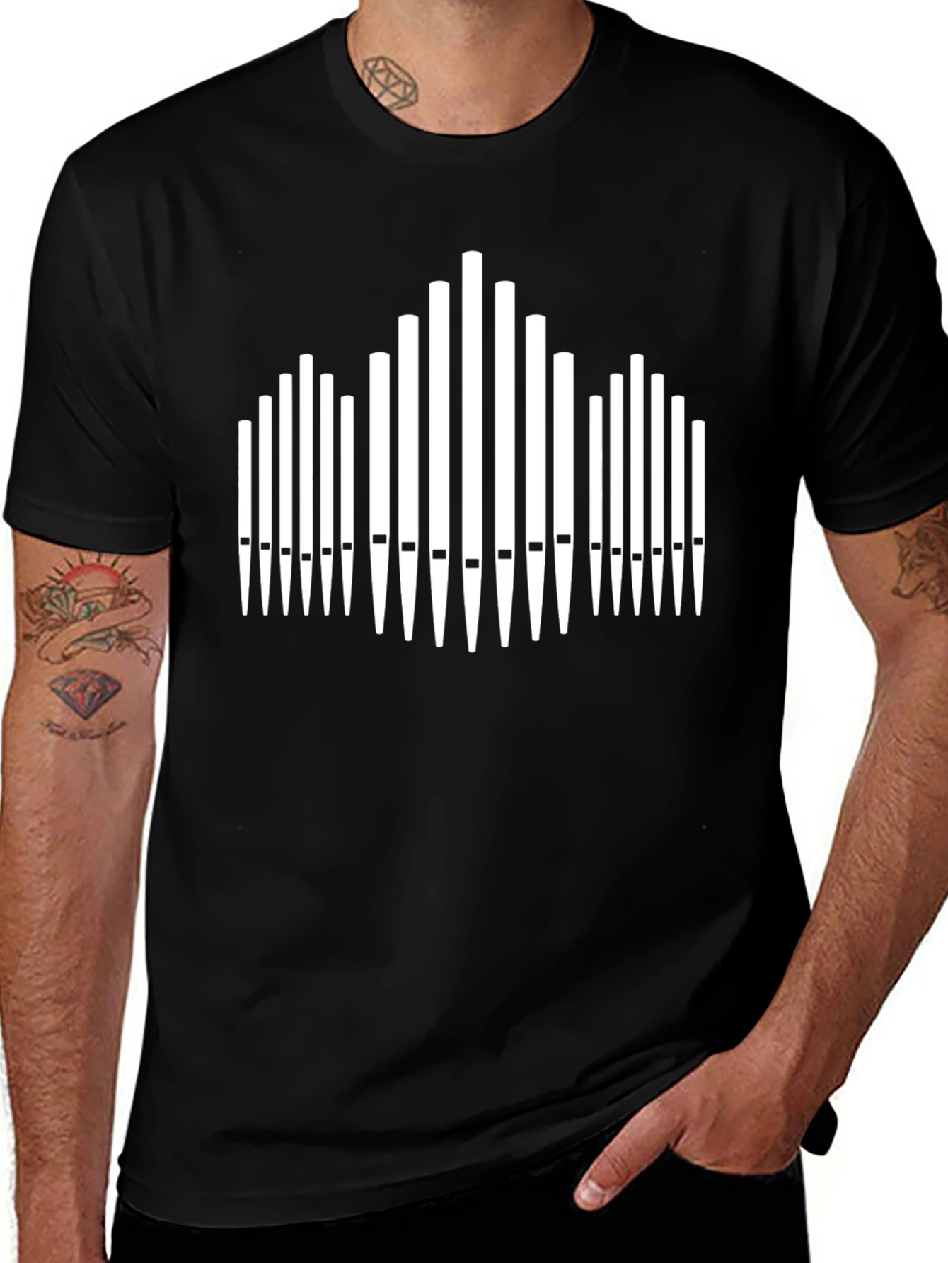 Variant 18 of Organ Pipe T-Shirt - Black Musical Tee