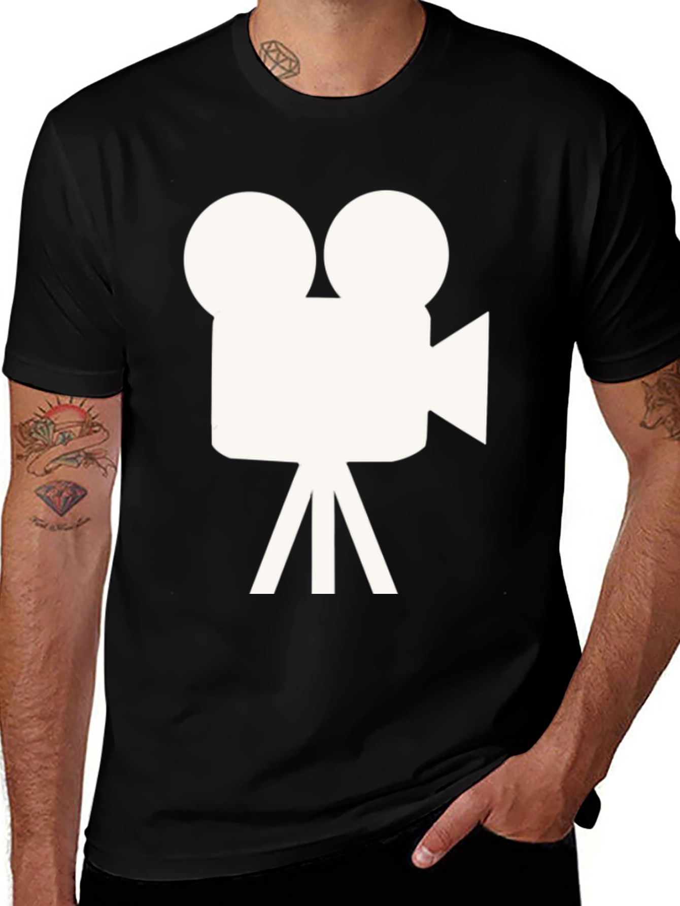 Variant 21 of Retro Film Camera Graphic Tee - Black Cotton T-Shirt
