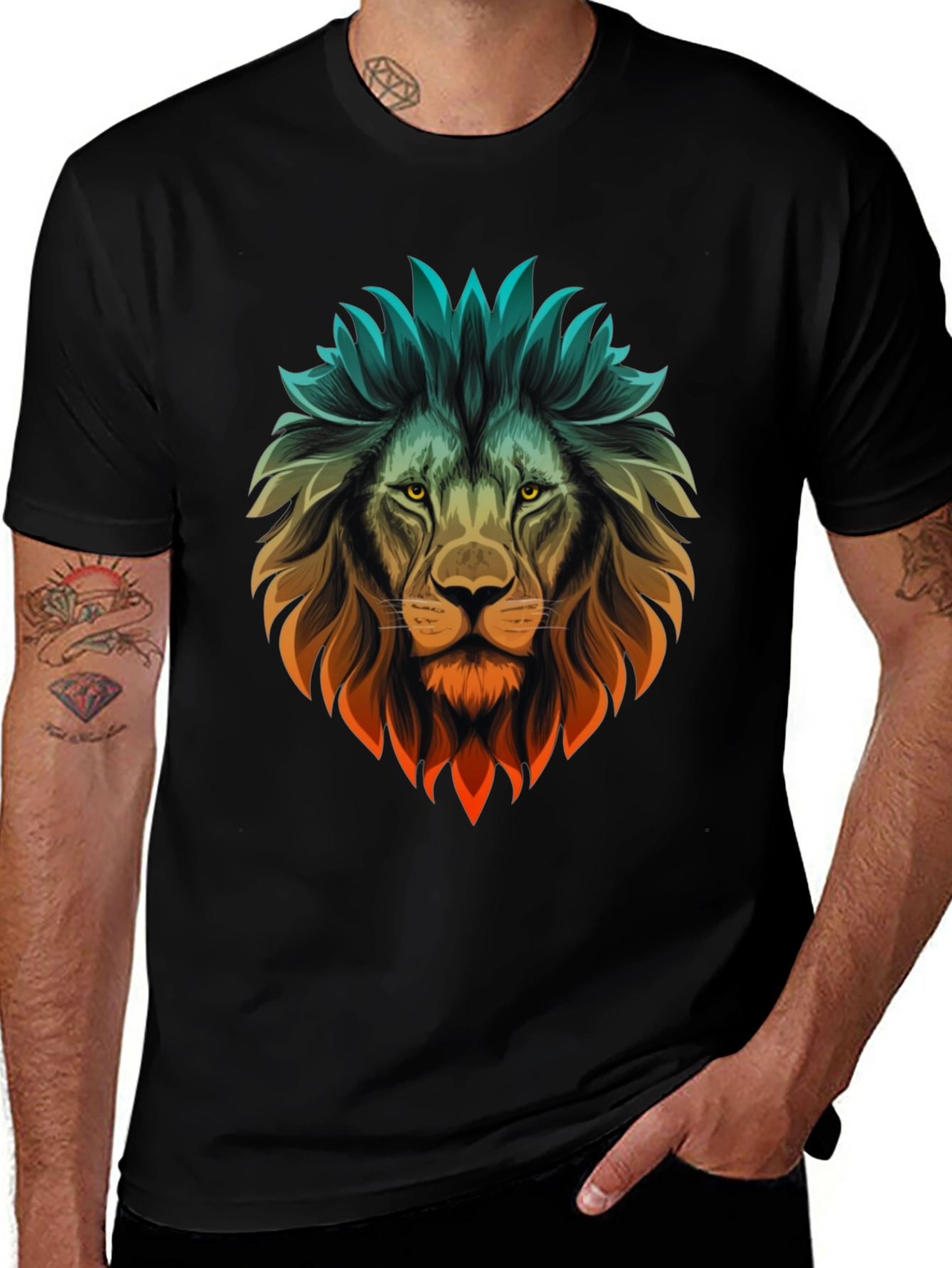 Variant 3 of Lion Graphic Black T-Shirt