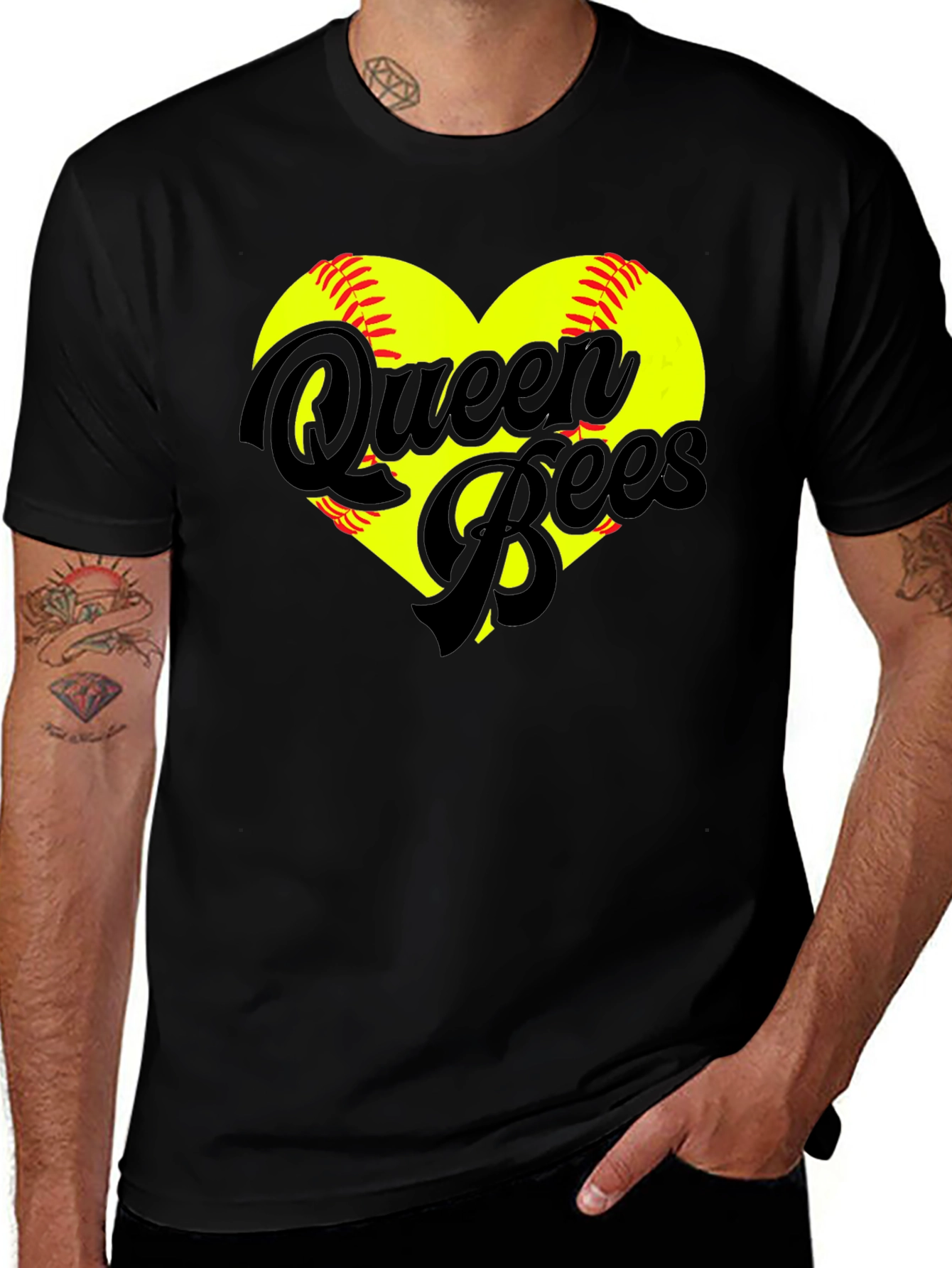 Variant 12 of Queen Bees Softball Heart T-Shirt
