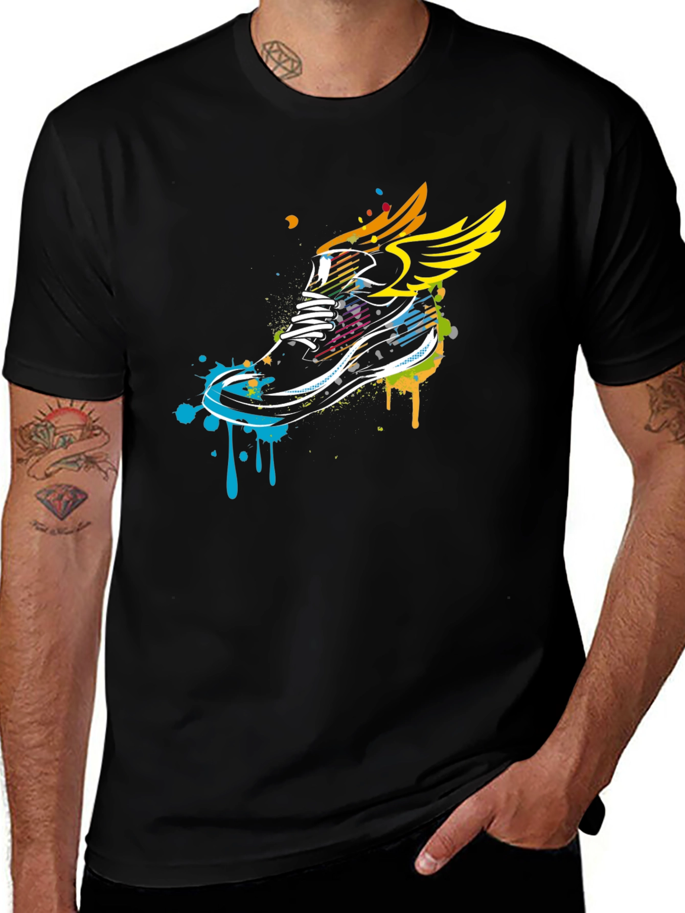 Variant 24 of Winged Shoe Graphic Tee - Black Cotton Comfort