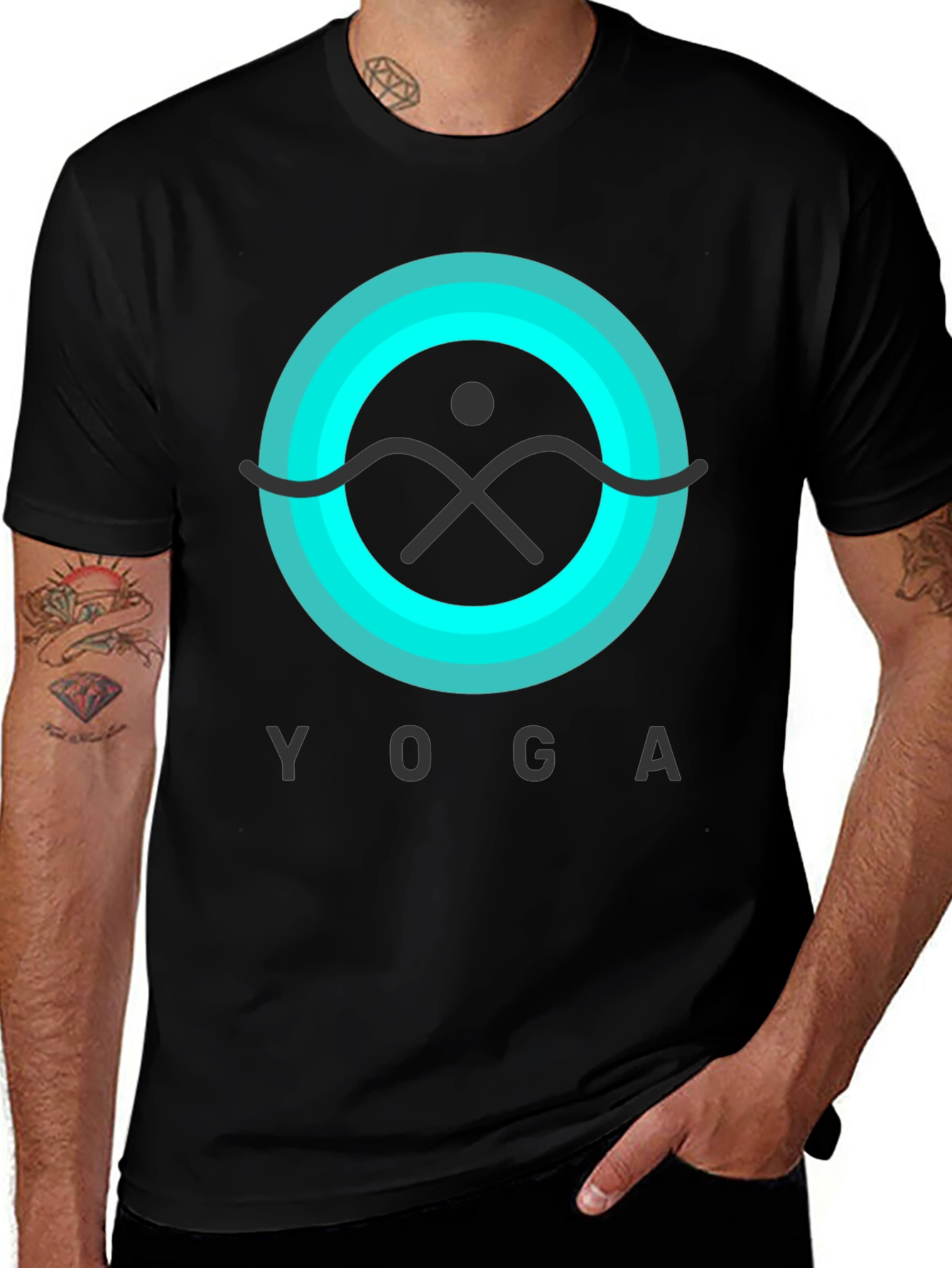 Variant 25 of Yoga Graphic Tee - Black Cotton T-Shirt