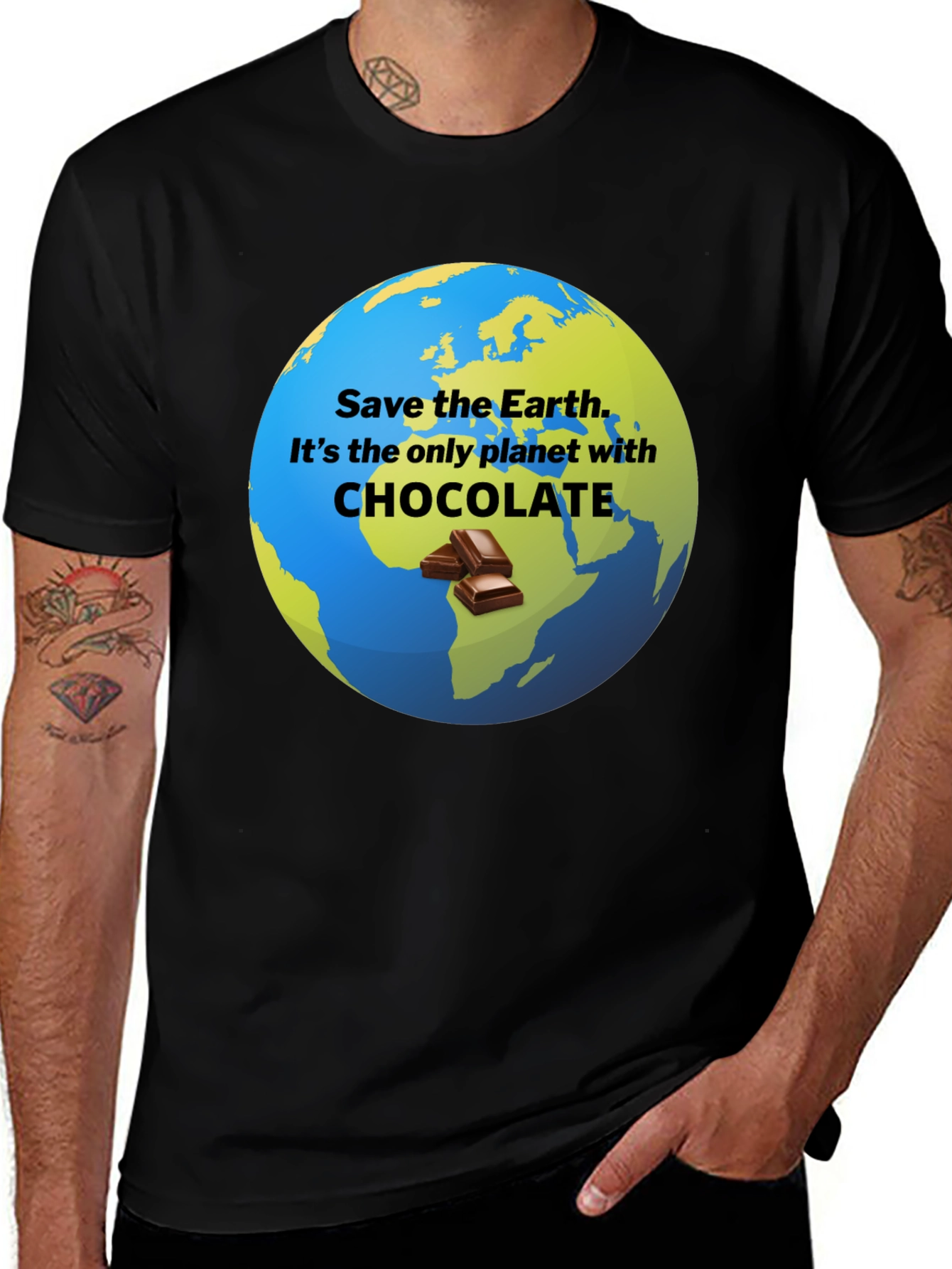 Save the Earth Chocolate Planet Graphic T-Shirt