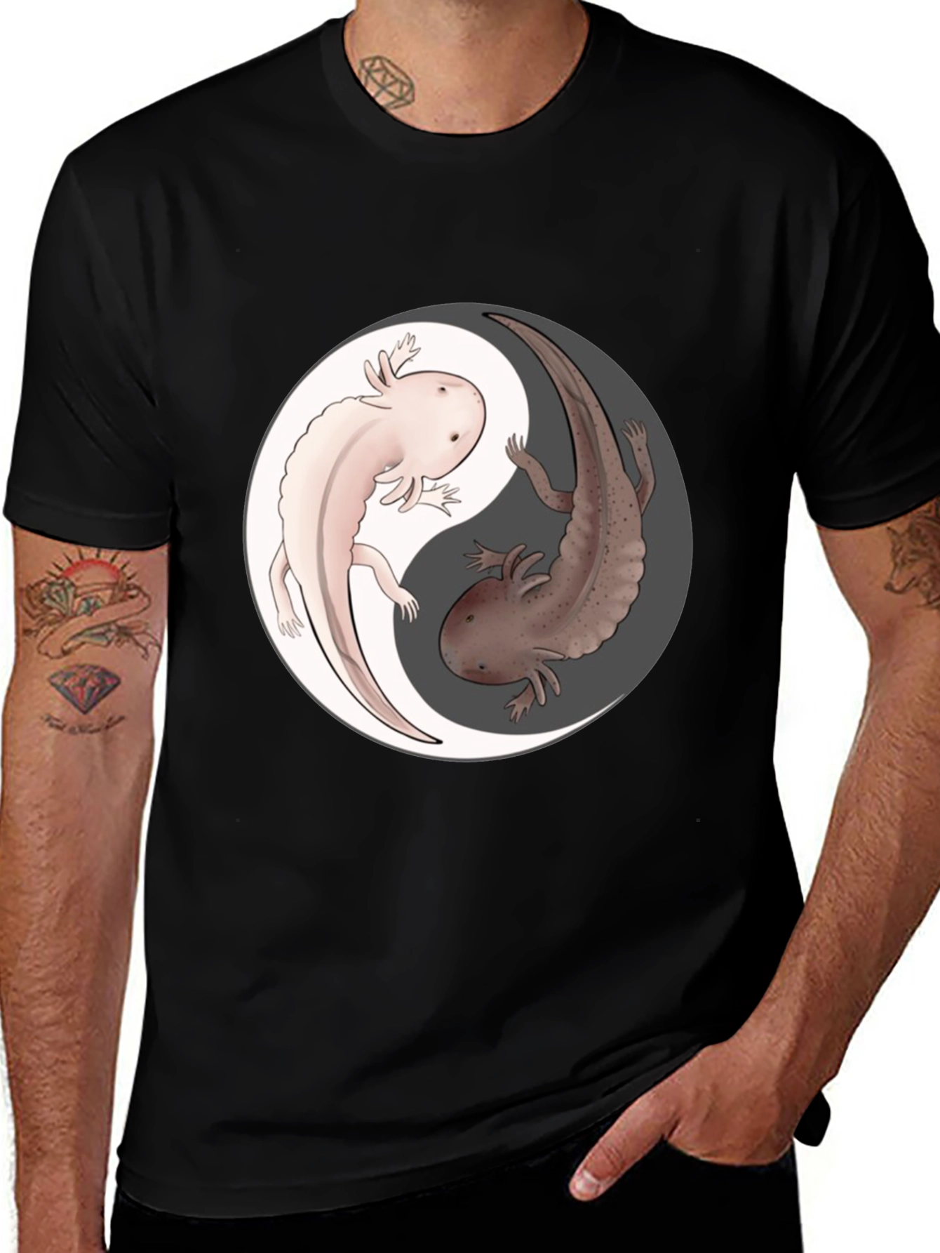 Variant 3 of Yin Yang Axolotl Graphic T-Shirt - Harmony & Balance