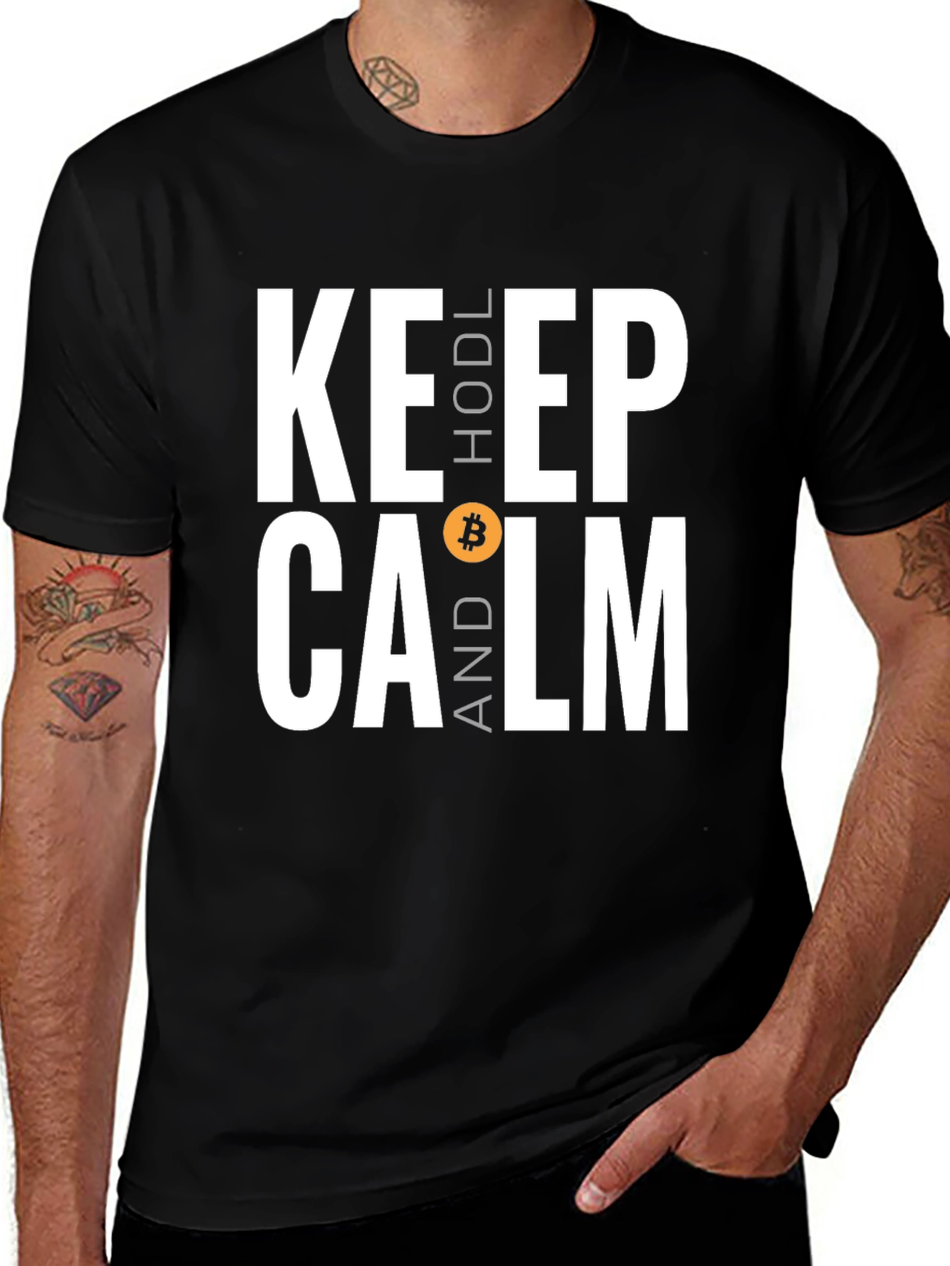 Keep Calm and Hodl Bitcoin Black T-Shirt