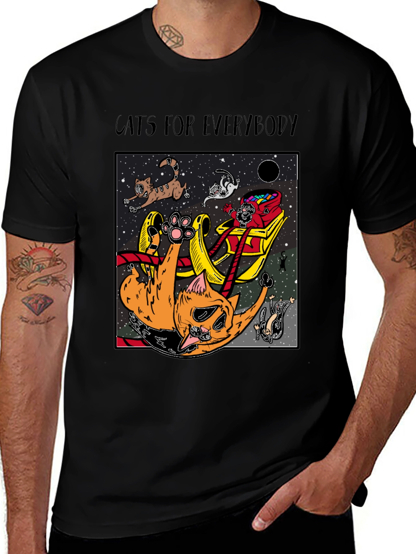 Black Cats for Everybody T-Shirt - Space Adventure! main image