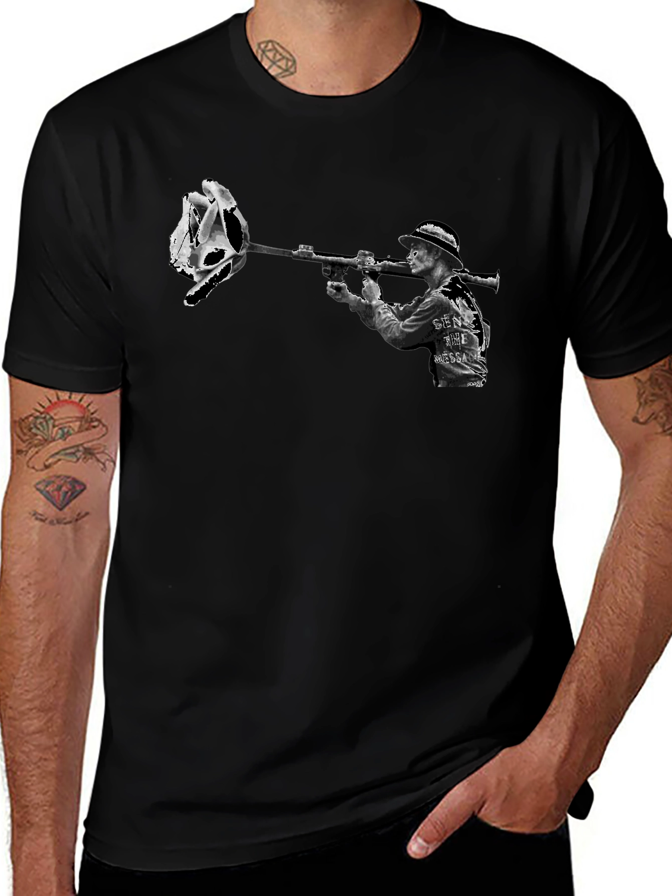 Variant 22 of Edgy Graphic Tee - Skull Rose Bazooka