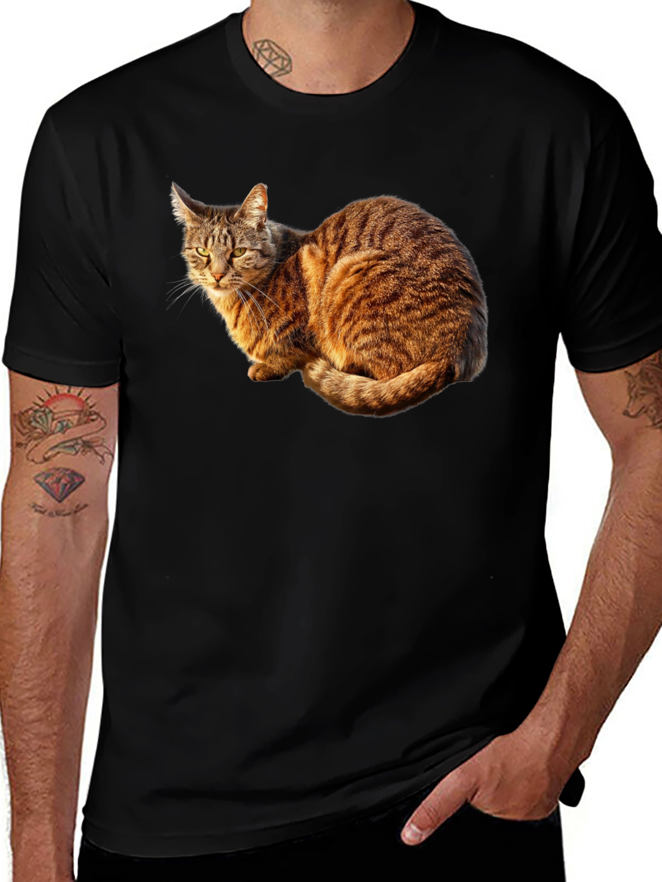 Black Cat Graphic Black T-Shirt - Unique Design main image