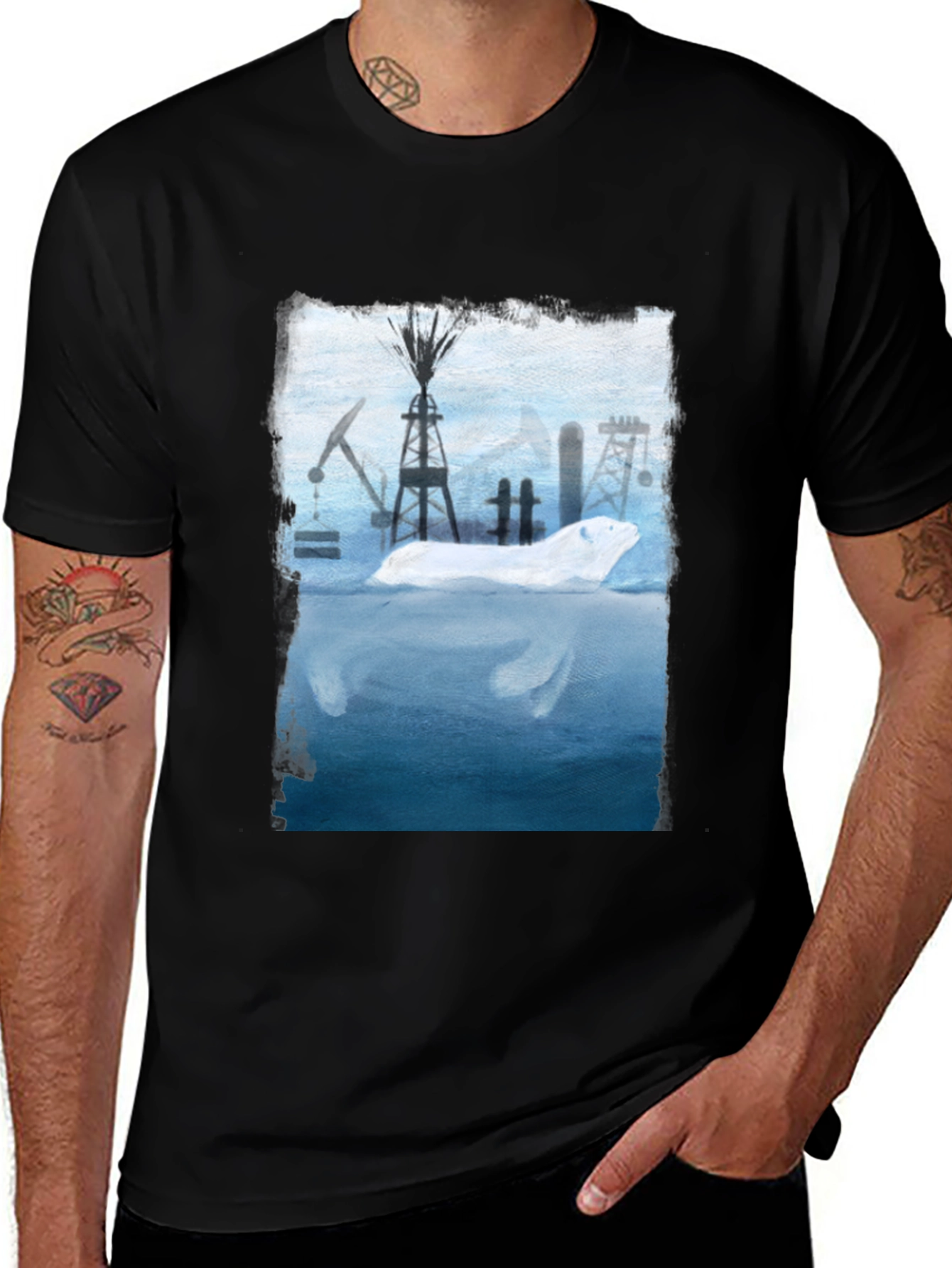 Variant 16 of Polar Bear Oil Field Graphic T-Shirt