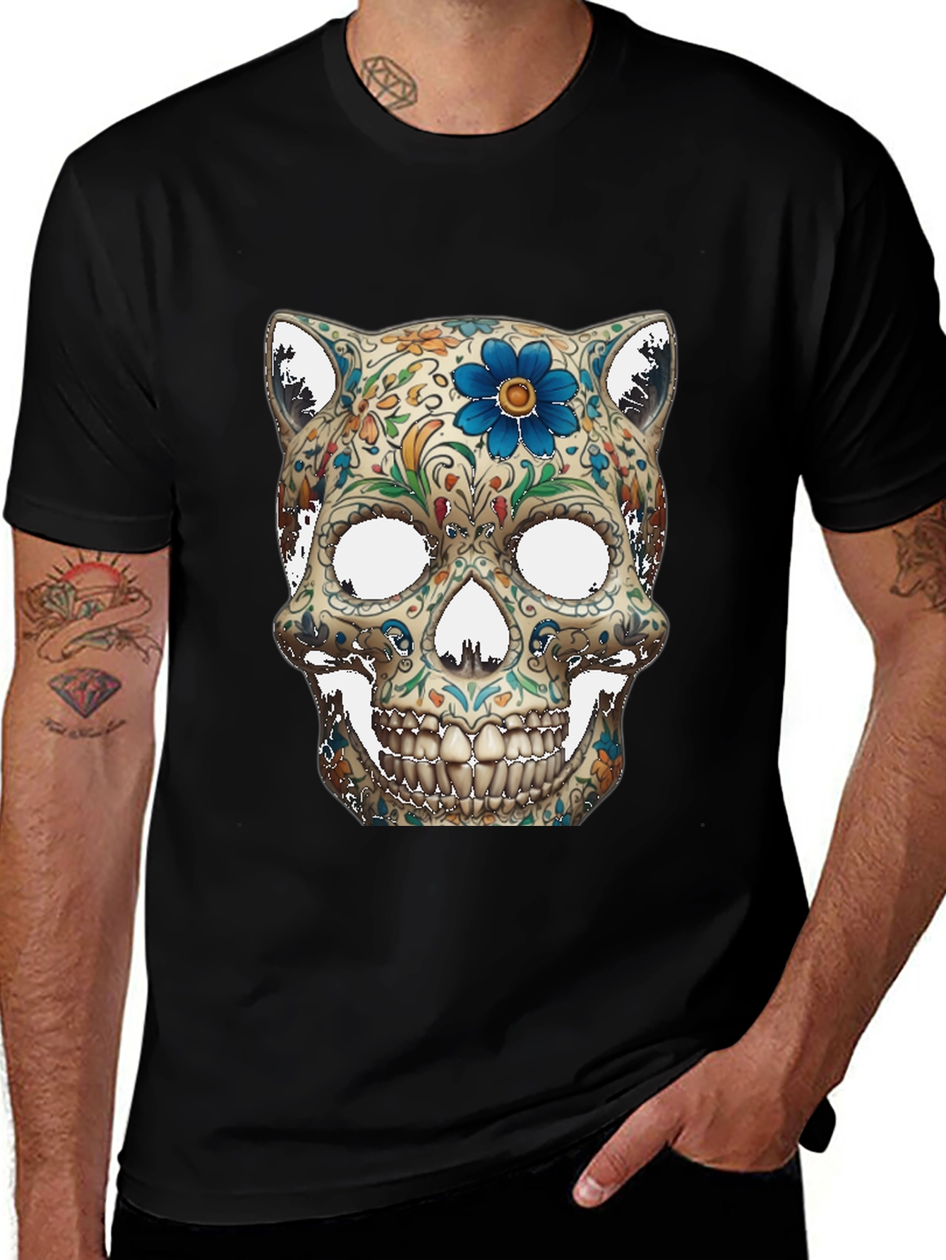 Variant 14 of Sugar Skull Cat T-Shirt