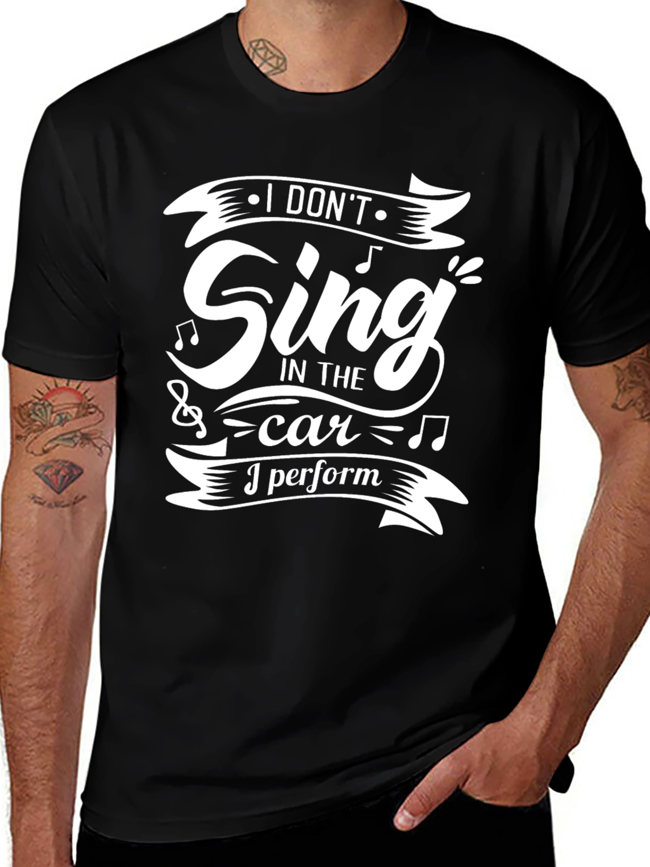 Variant 19 of Singing Performance T-Shirt - Black Cotton Blend