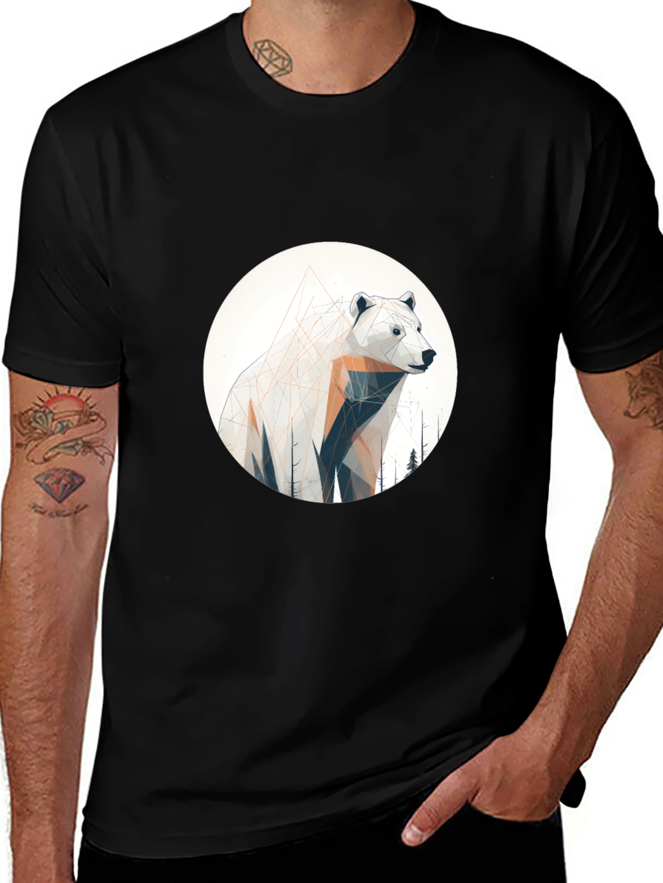 Variant 9 of Geometric Polar Bear Graphic T-Shirt