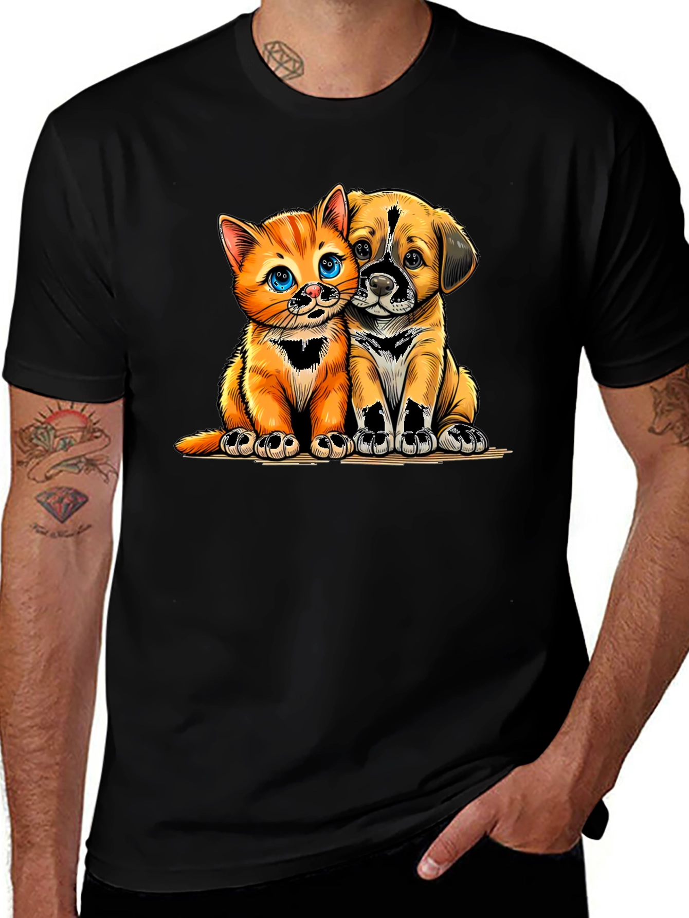 Variant 19 of Cute Kitten and Puppy Graphic Tee - Unisex