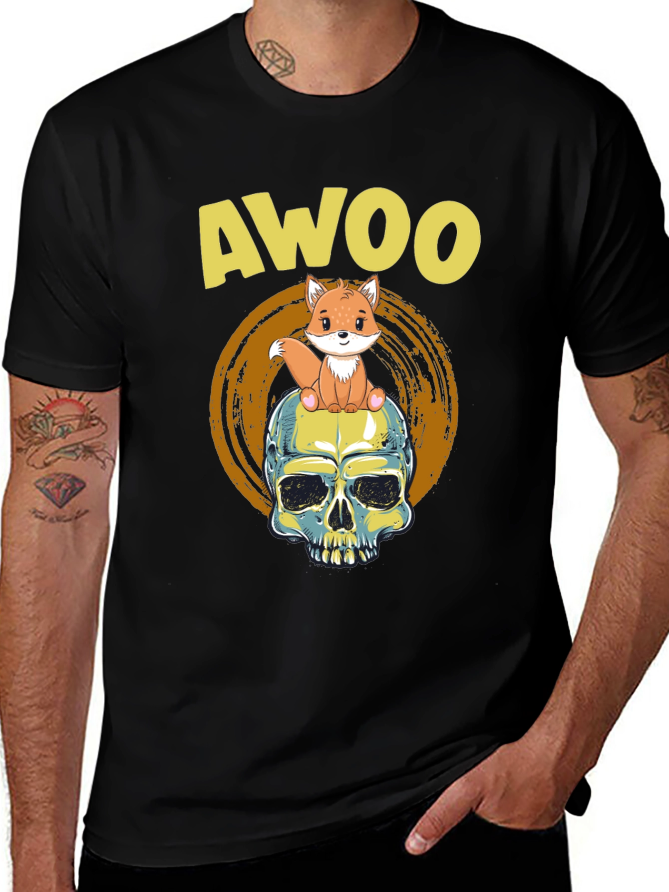 Variant 27 of Awoo Fox Skull T-Shirt - Unique Graphic Tee