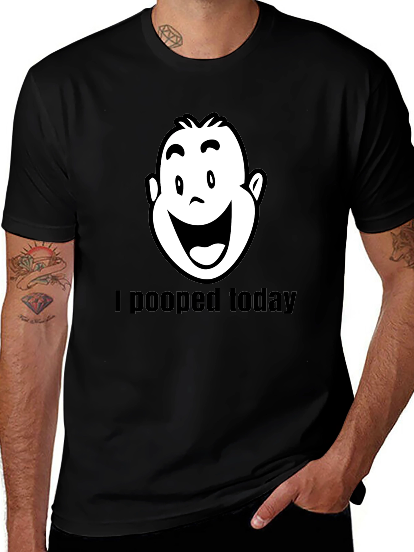 Variant 7 of Funny "I Pooped Today" Graphic Tee - Black Cotton Blend
