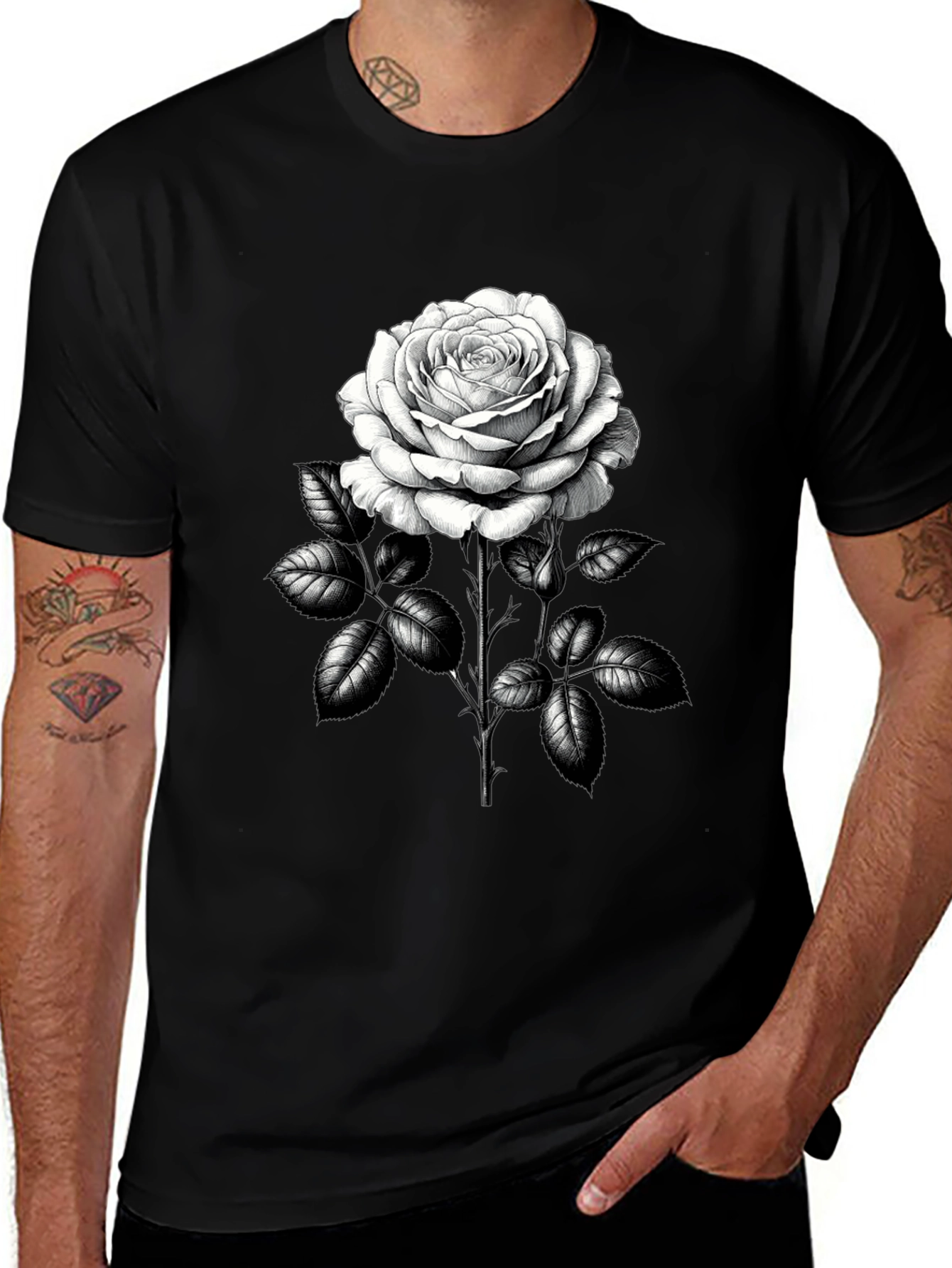 Variant 23 of Rose Graphic Tee - Classic Black