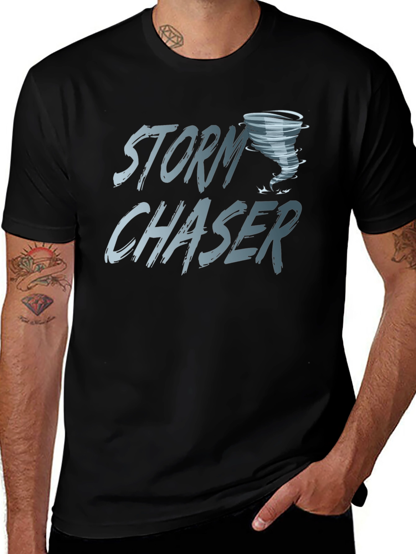 Variant 14 of Storm Chaser Graphic T-Shirt - Tornado Design - Black Tee