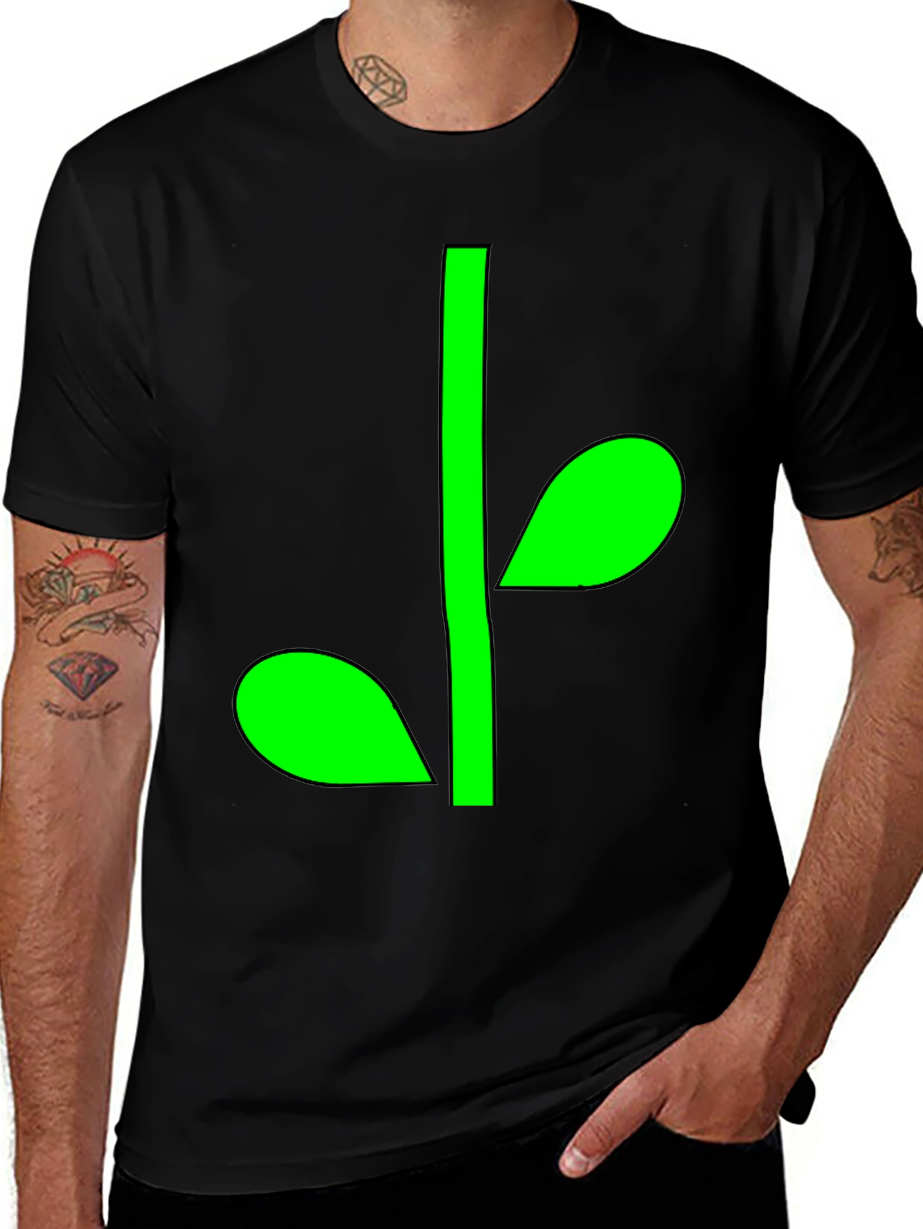 Variant 21 of Green Sprout Graphic Black T-Shirt