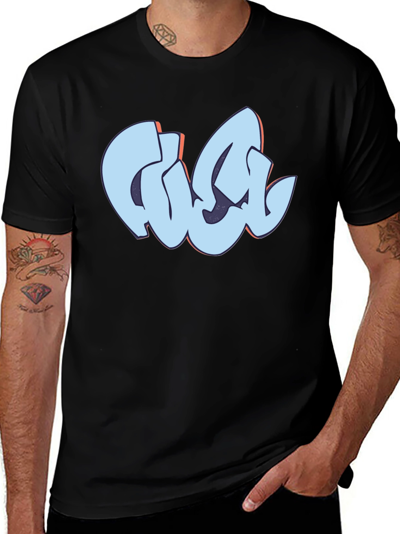 Variant 10 of Graffiti Style Graphic Print Black T-Shirt