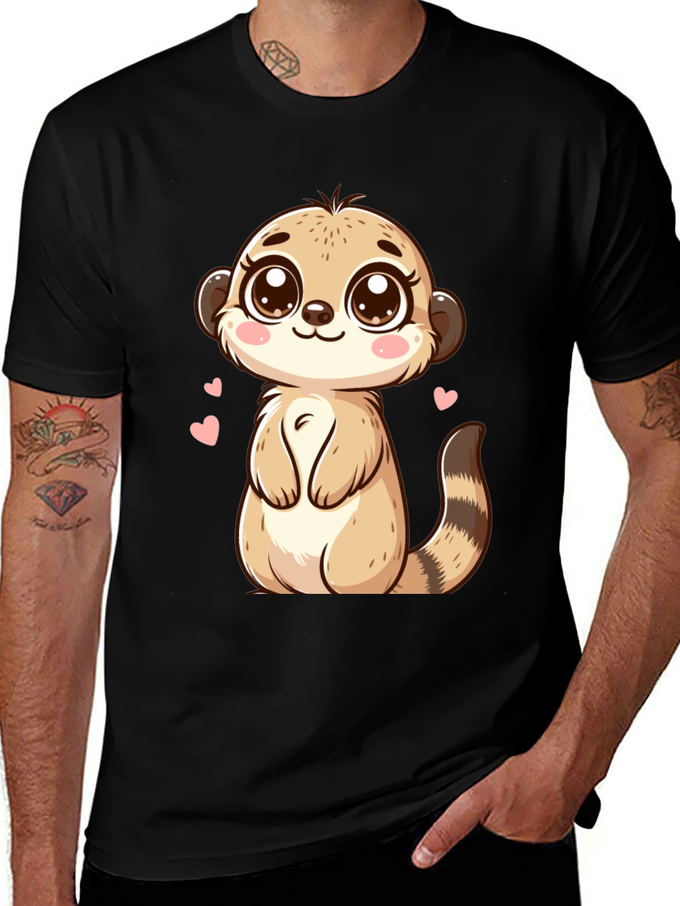 Variant 29 of Cute Meerkat Cartoon Black T-Shirt